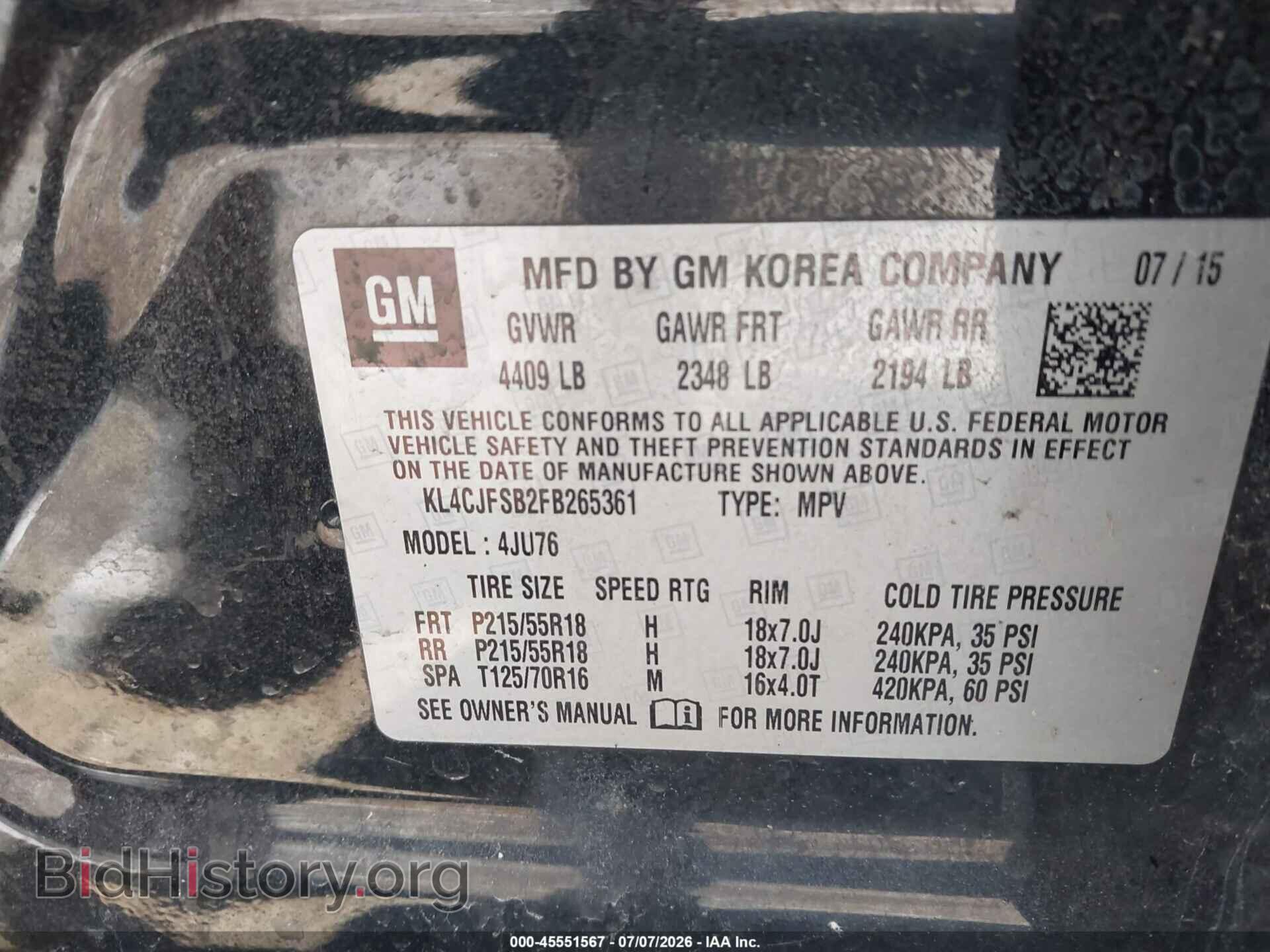 2015 BUICK ENCORE - VIN: KL4CJFSB2FB265361 - Photo 9