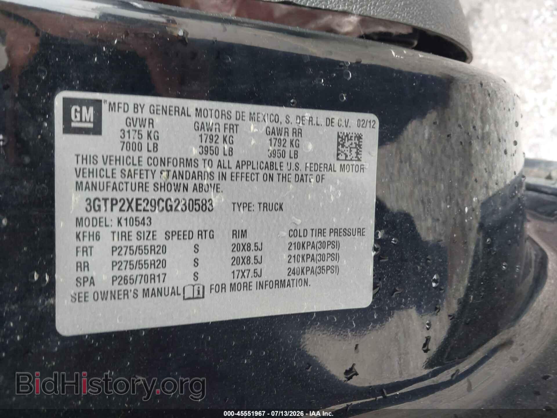2012 GMC SIERRA 1500 - VIN: 3GTP2XE29CG230583 - Фото 9