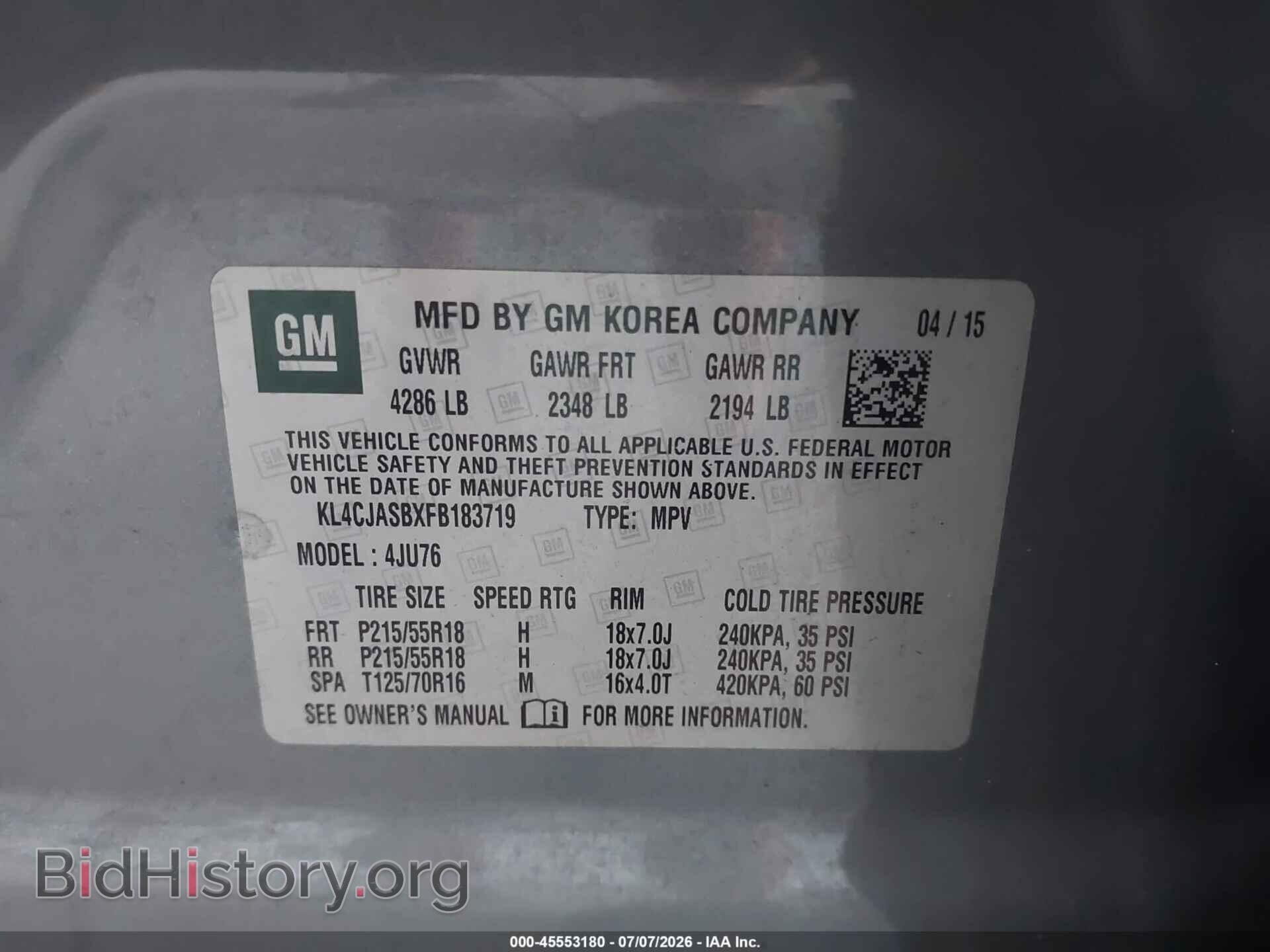 2015 BUICK ENCORE - VIN: KL4CJASBXFB183719 - Photo 9