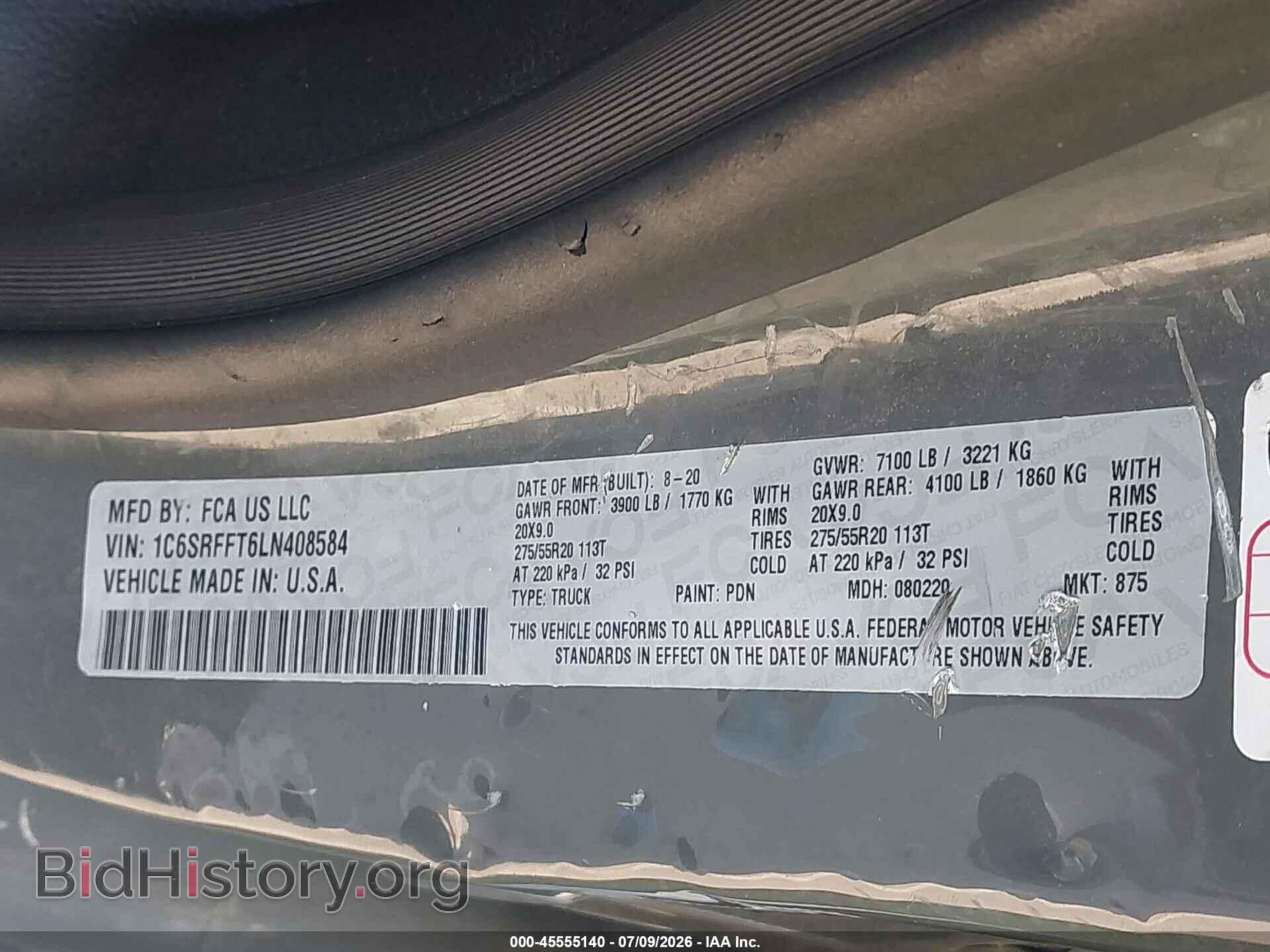 2020 RAM 1500 - VIN: 1C6SRFFT6LN408584 - Фото 9