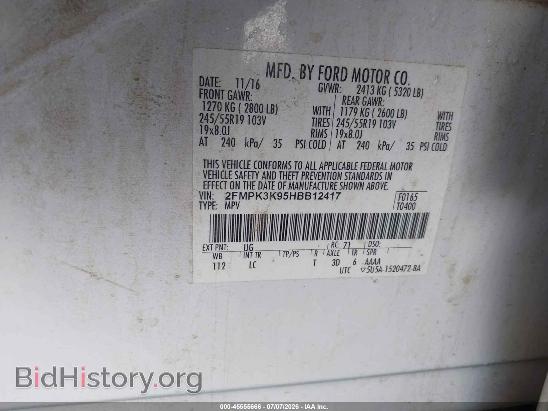 2017 FORD EDGE - VIN: 2FMPK3K95HBB12417 - Photo 9