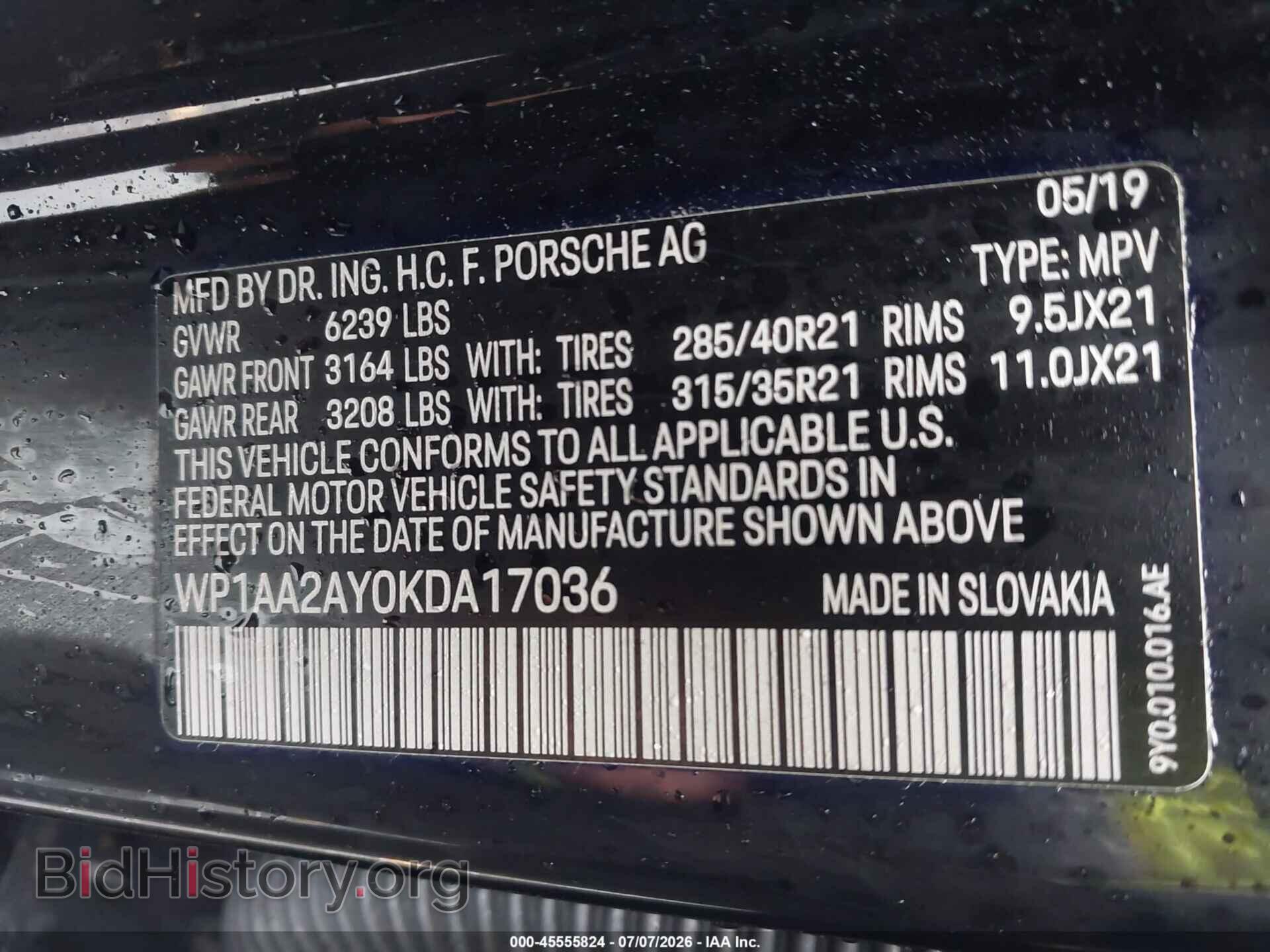 2019 PORSCHE CAYENNE - VIN: WP1AA2AY0KDA17036 - Photo 9