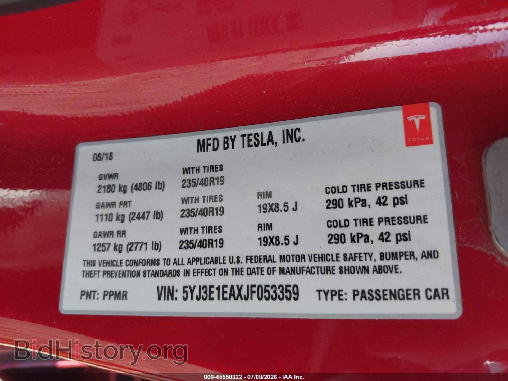 2018 TESLA MODEL 3 - VIN: 5YJ3E1EAXJF053359 - Photo 9