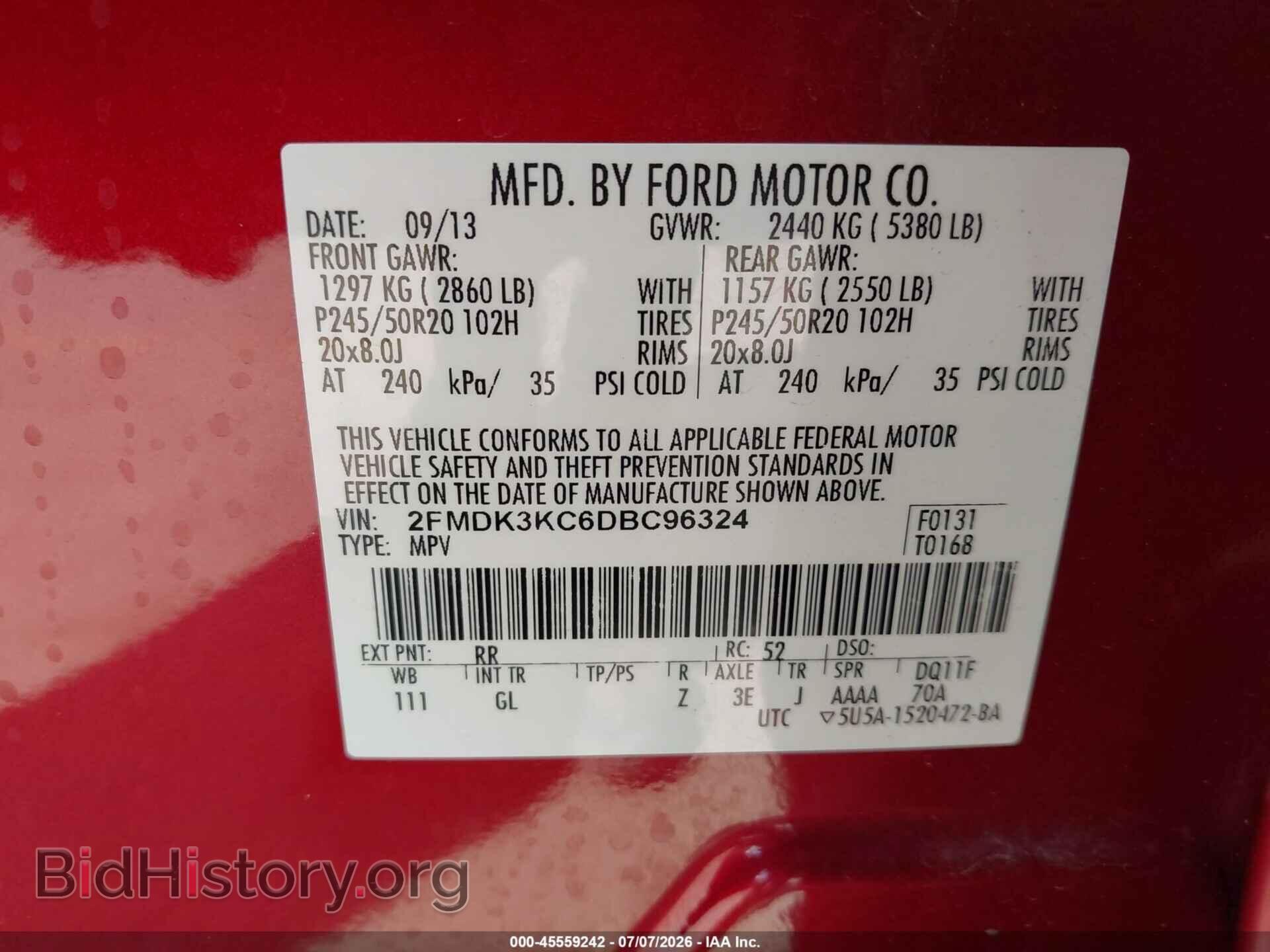 2013 FORD EDGE - VIN: 2FMDK3KC6DBC96324 - Фото 9