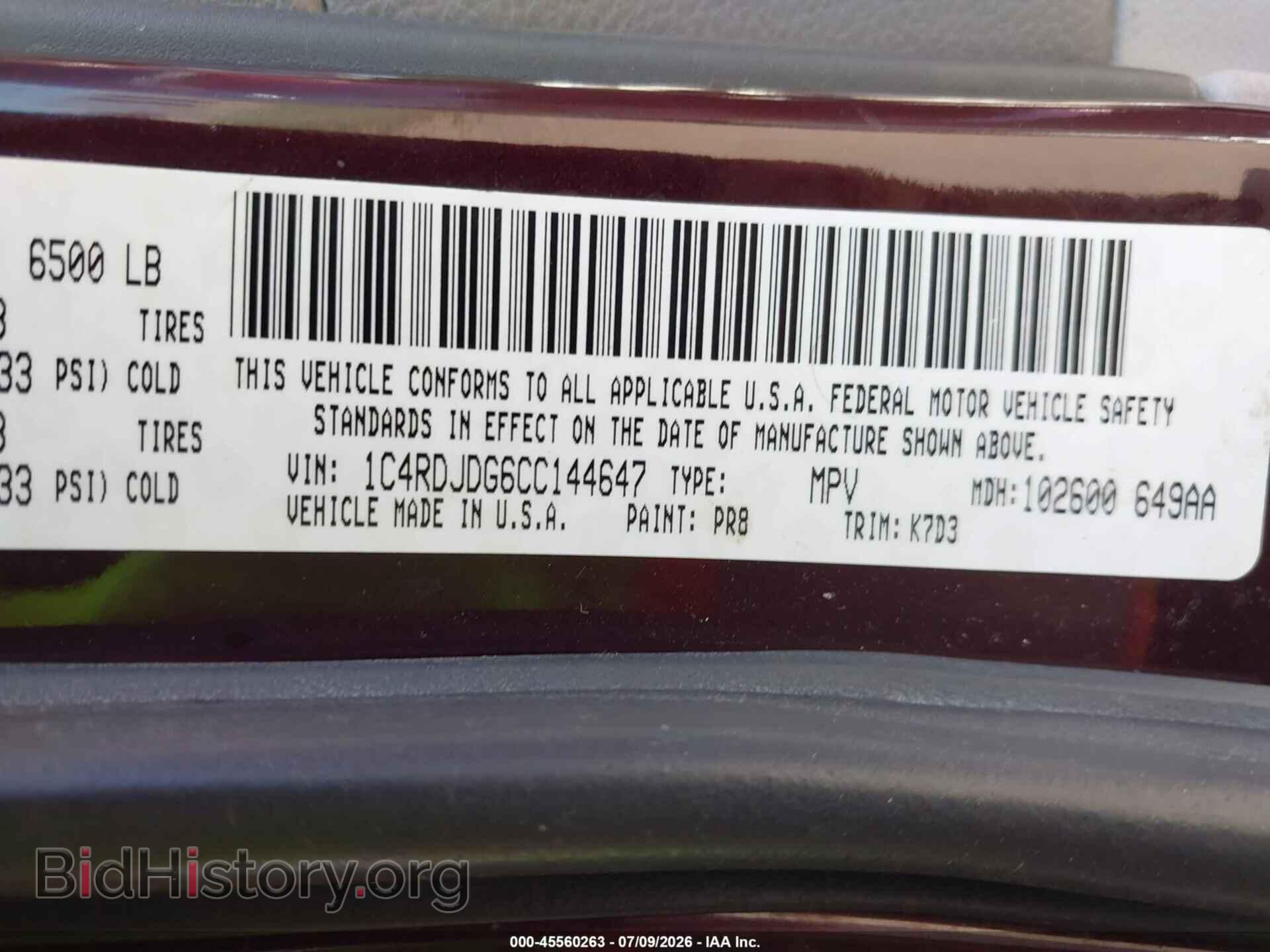 2012 DODGE DURANGO - VIN: 1C4RDJDG6CC144647 - Photo 9