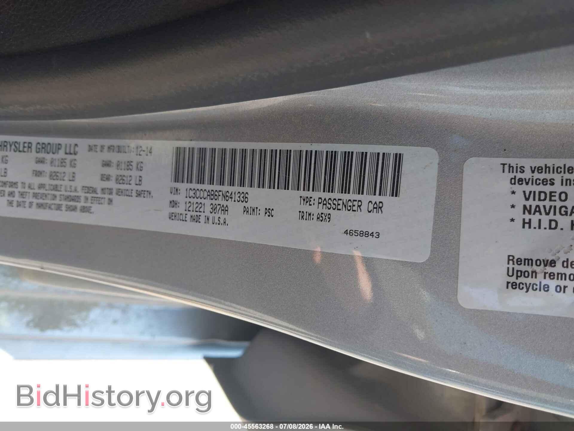 2015 CHRYSLER 200 - VIN: 1C3CCCAB6FN641336 - Photo 9