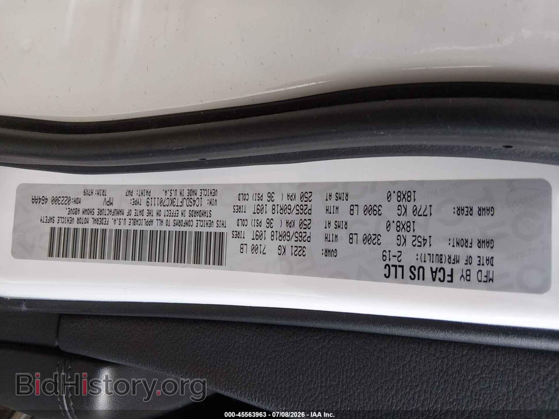 2019 DODGE DURANGO - VIN: 1C4SDJFT3KC701119 - Photo 9