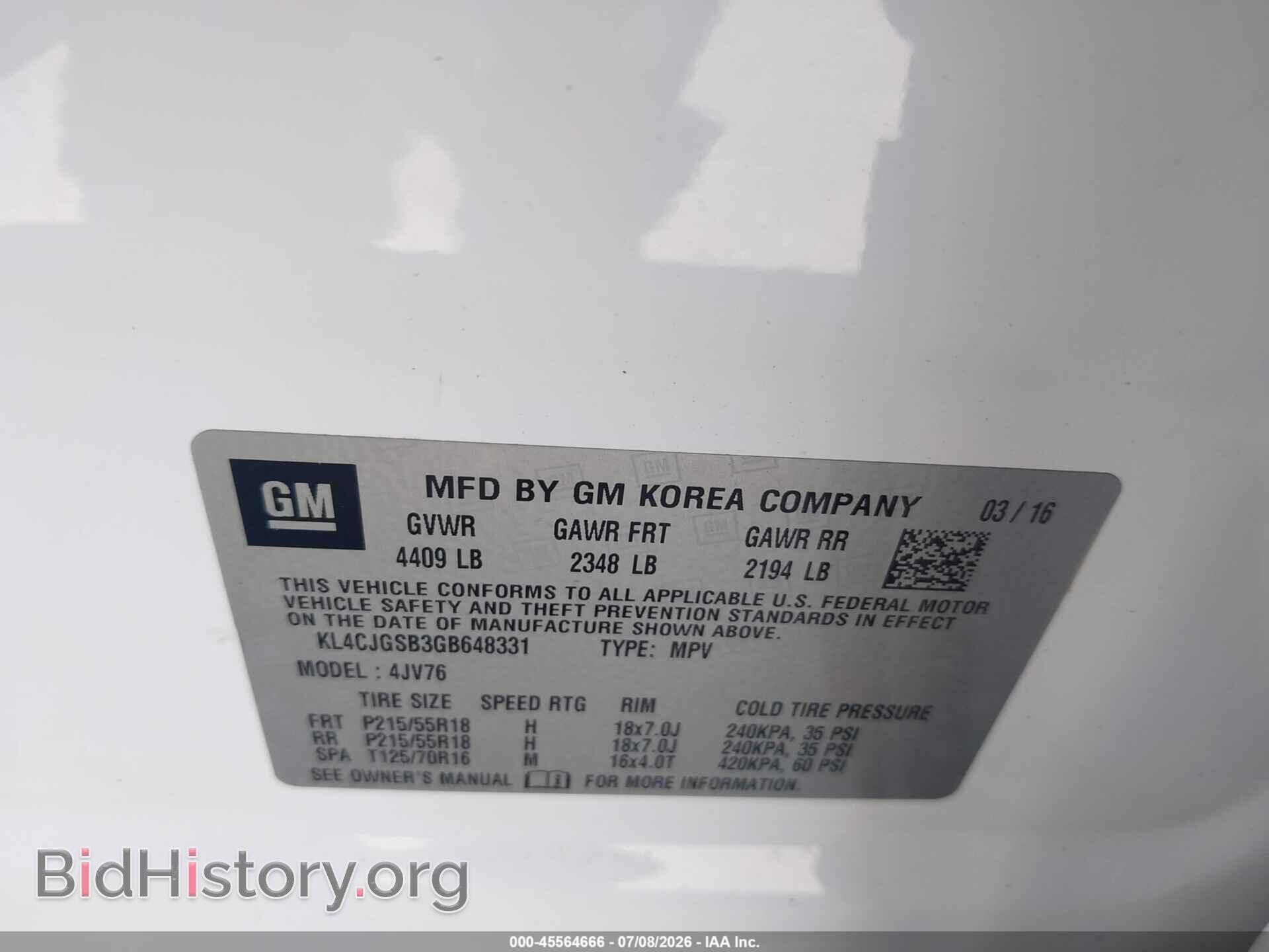 2016 BUICK ENCORE - VIN: KL4CJGSB3GB648331 - Фото 9