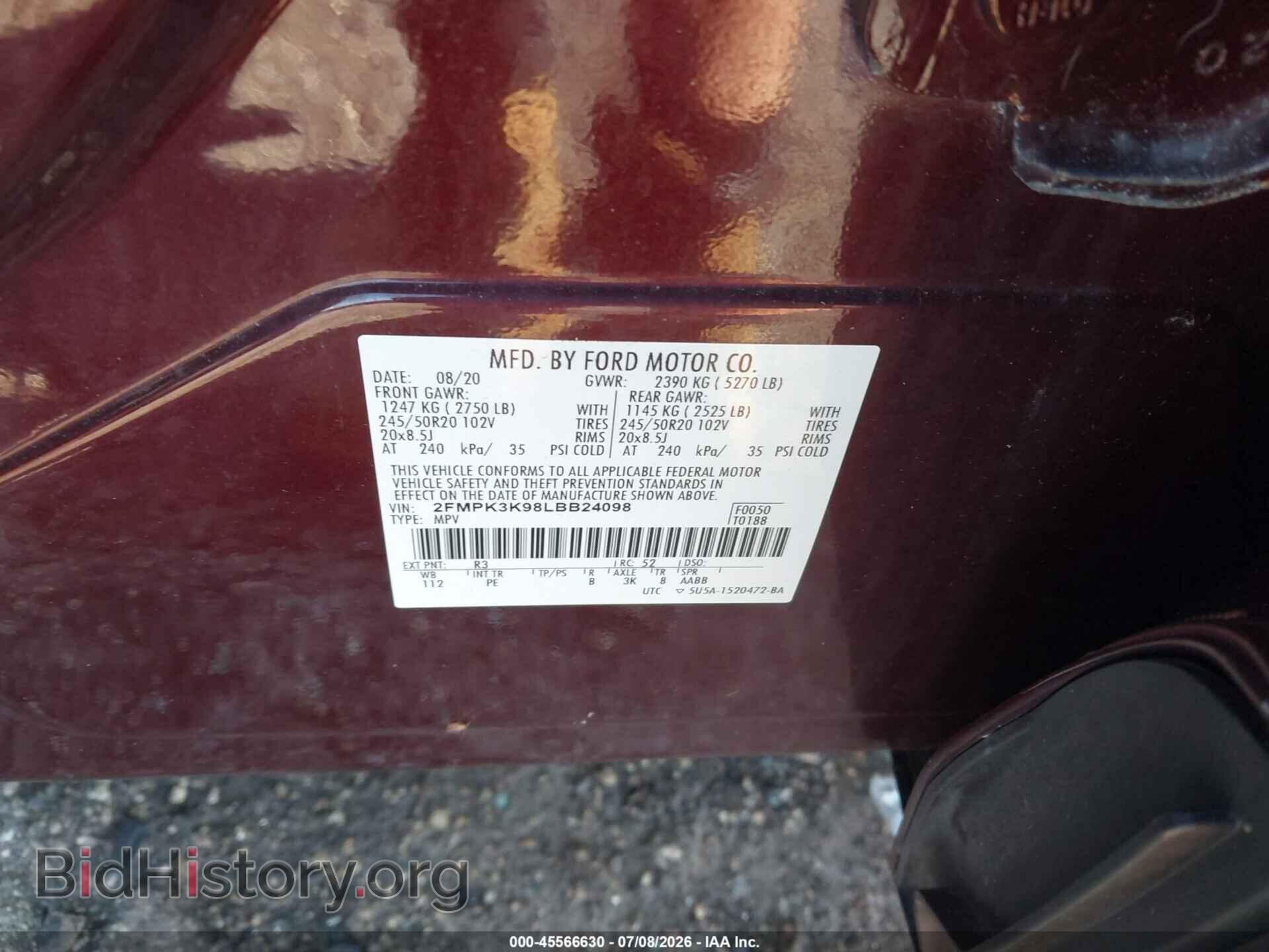 2020 FORD EDGE - VIN: 2FMPK3K98LBB24098 - Photo 9