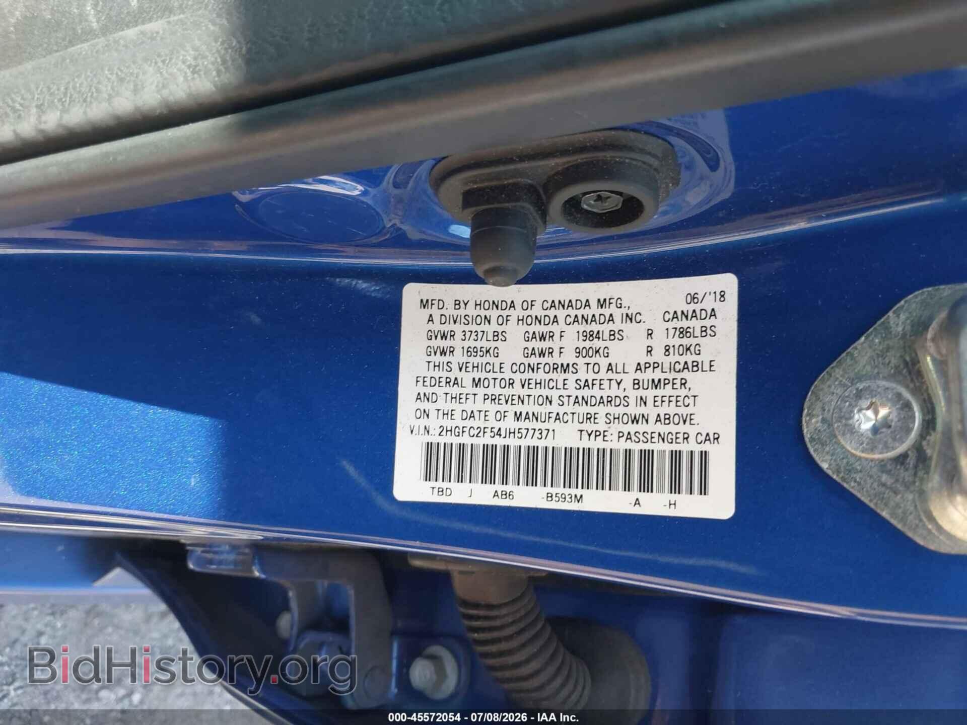 2018 HONDA CIVIC - VIN: 2HGFC2F54JH577371 - Фото 9
