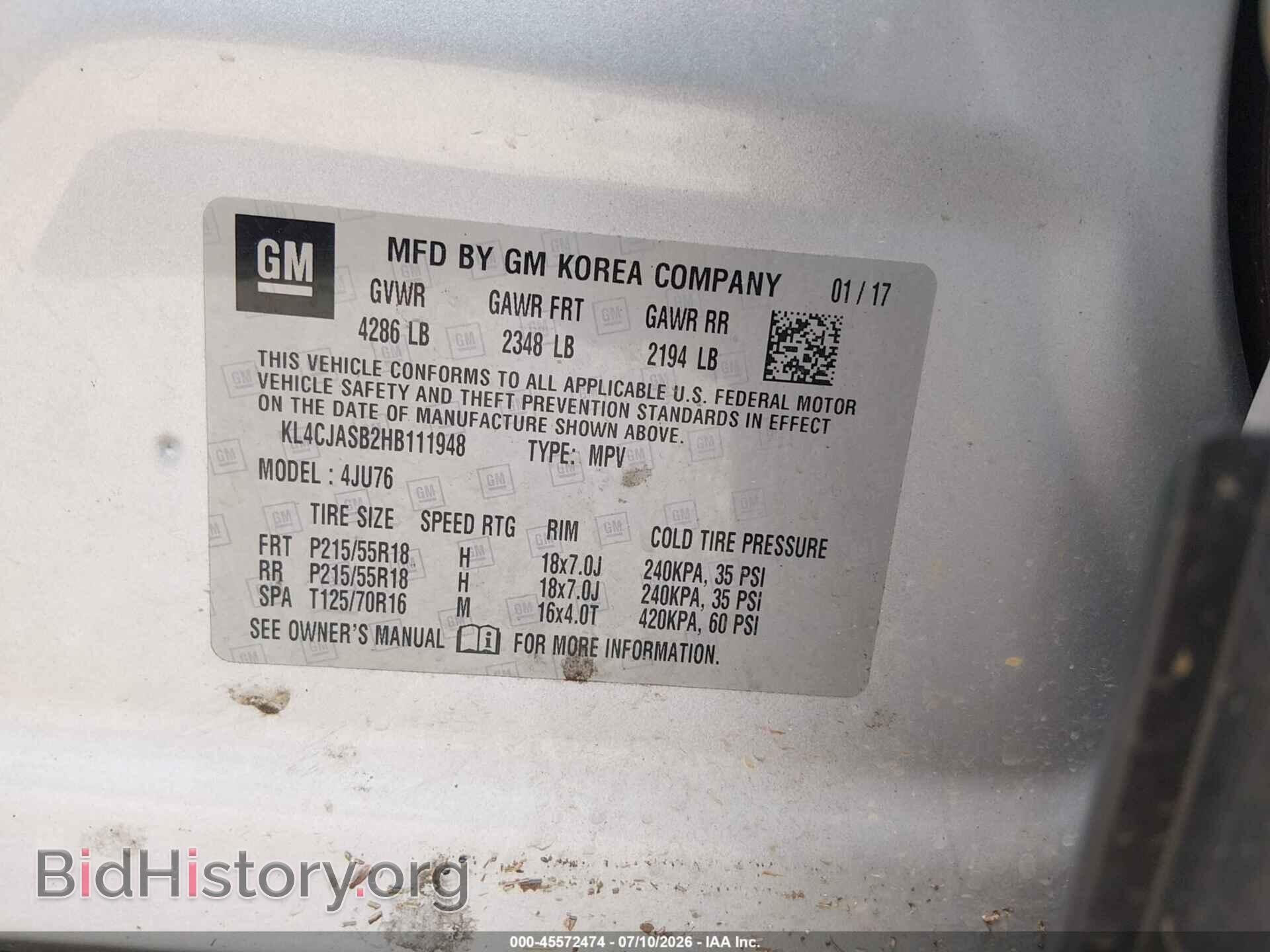 2017 BUICK ENCORE - VIN: KL4CJASB2HB111948 - Photo 9