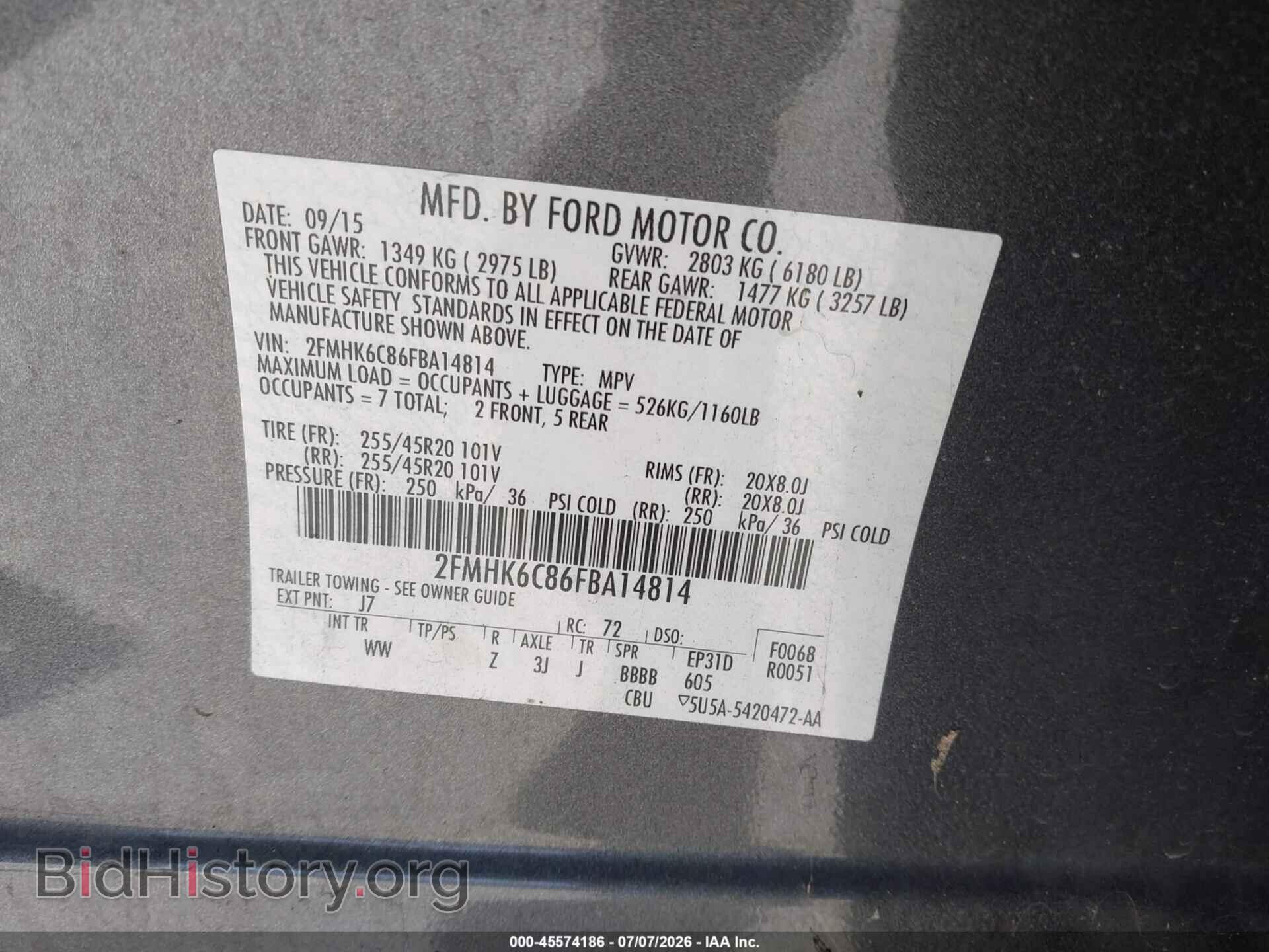 2015 FORD FLEX - VIN: 2FMHK6C86FBA14814 - Photo 9