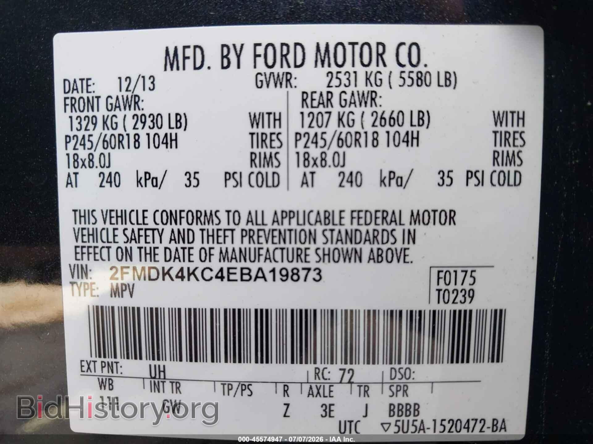 2014 FORD EDGE - VIN: 2FMDK4KC4EBA19873 - Photo 9