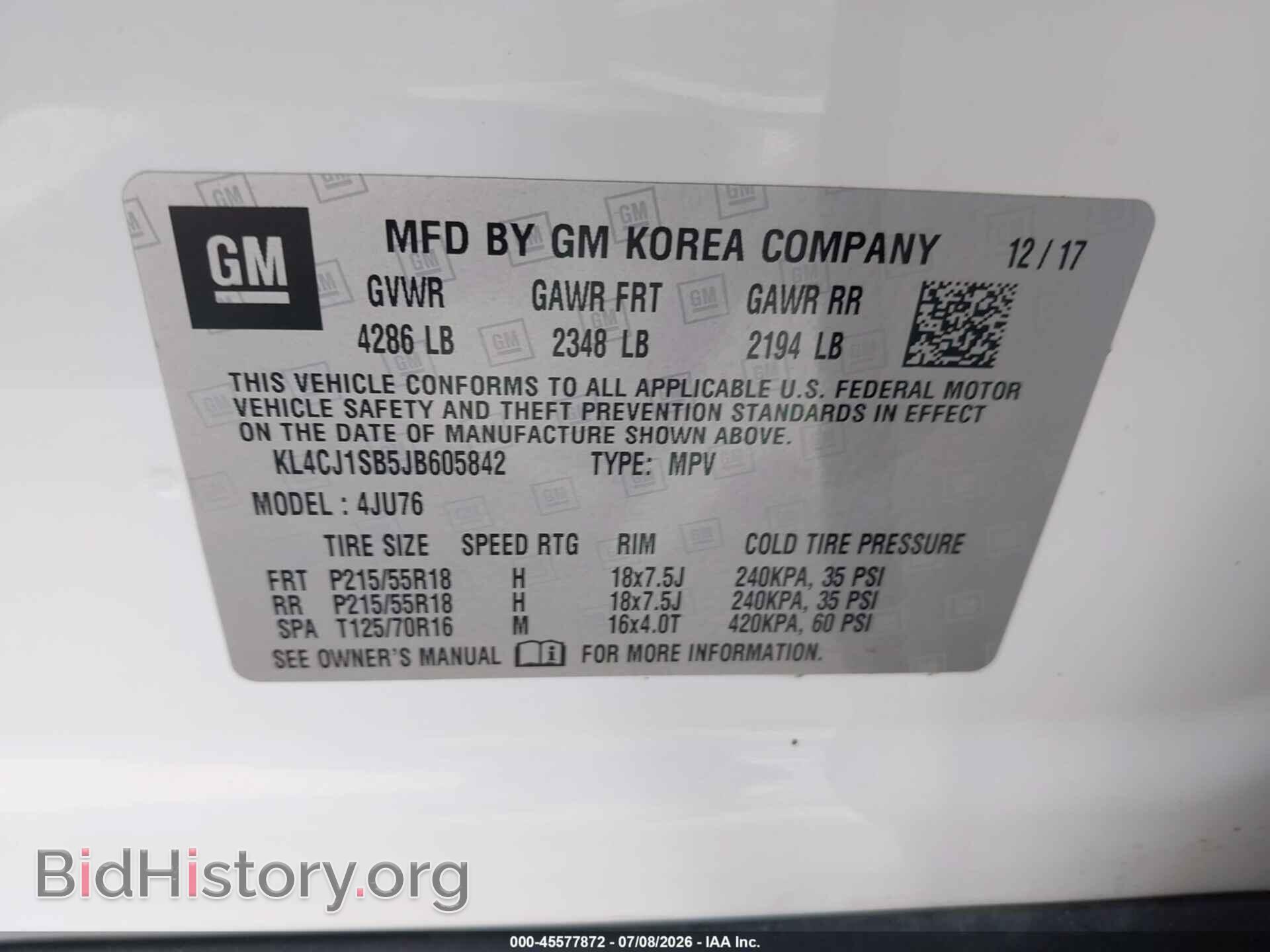 2018 BUICK ENCORE - VIN: KL4CJ1SB5JB605842 - Фото 9