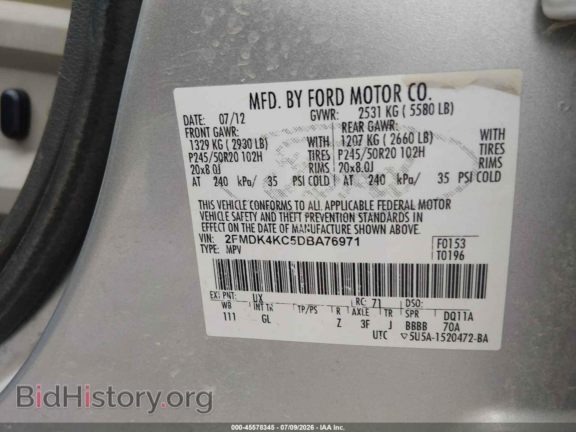 2013 FORD EDGE - VIN: 2FMDK4KC5DBA76971 - Photo 9