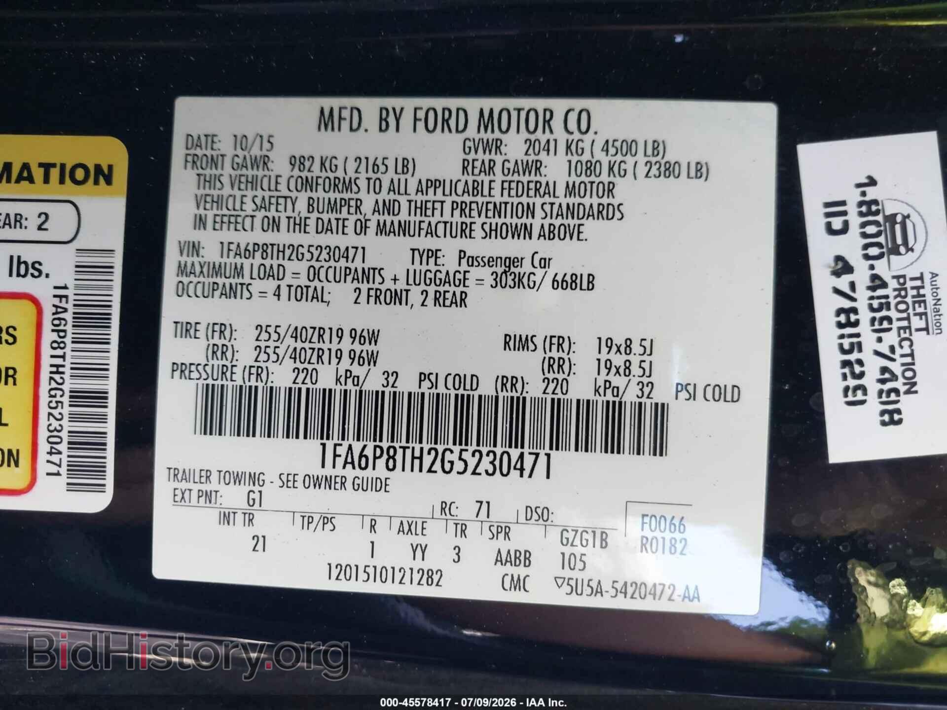 2016 FORD MUSTANG - VIN: 1FA6P8TH2G5230471 - Photo 9