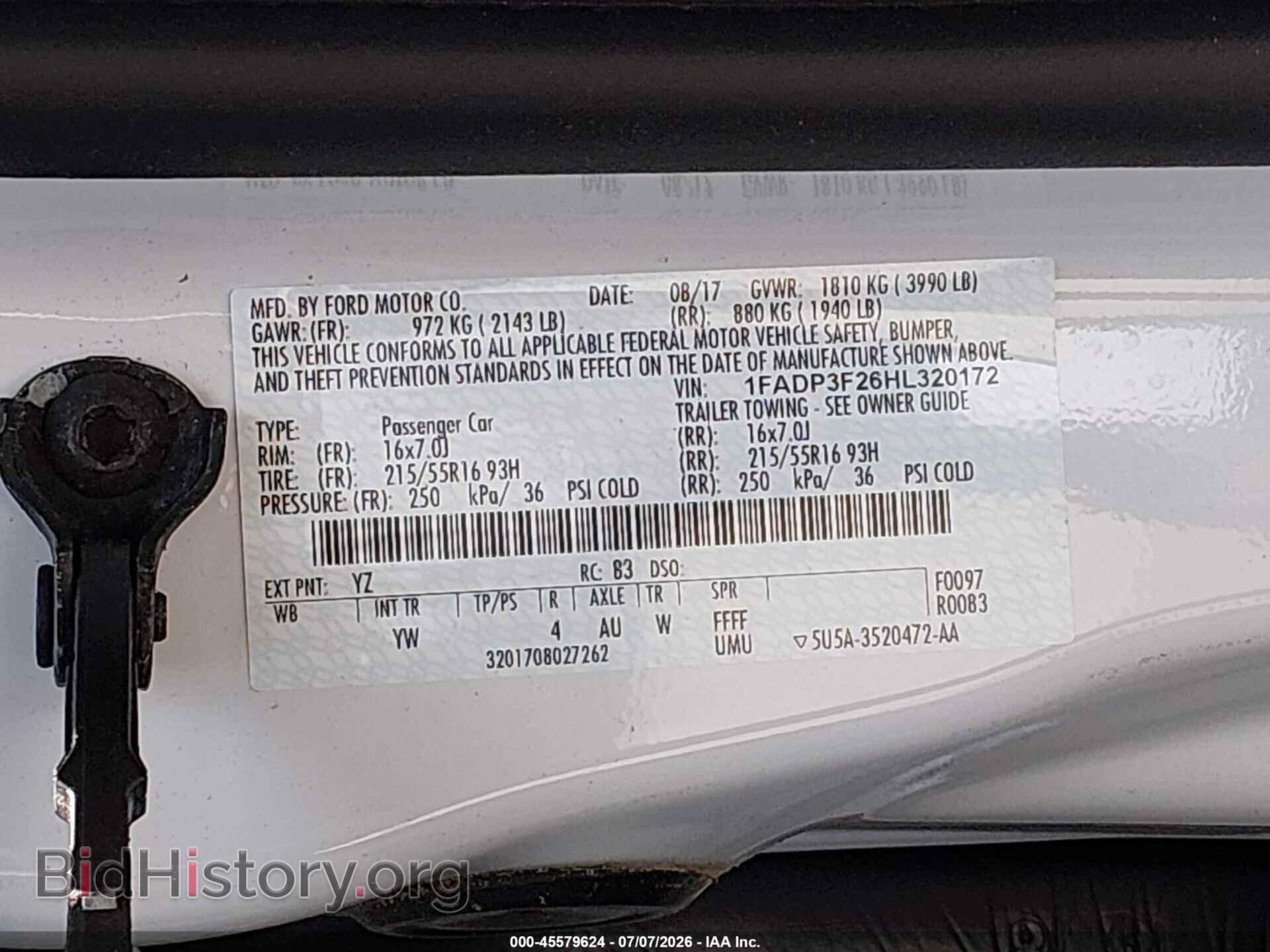 2017 FORD FOCUS - VIN: 1FADP3F26HL320172 - Фото 9