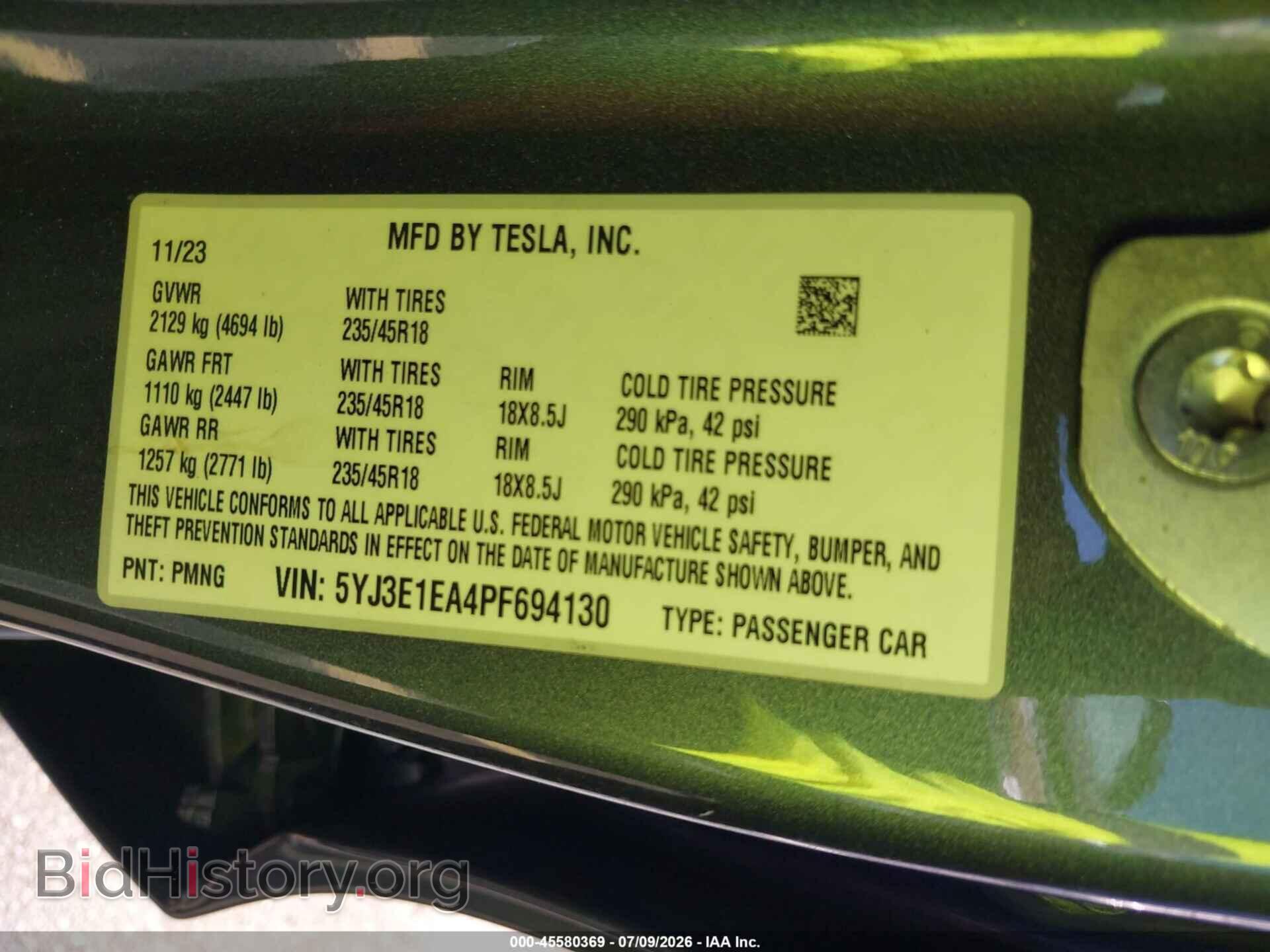2023 TESLA MODEL 3 - VIN: 5YJ3E1EA4PF694130 - Фото 9