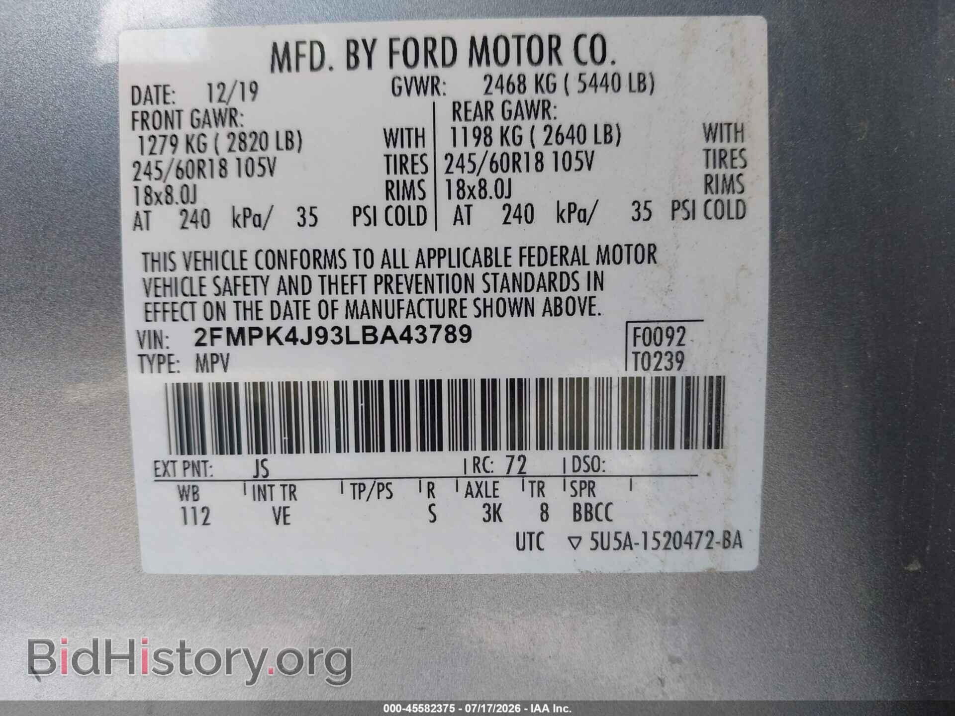 2020 FORD EDGE - VIN: 2FMPK4J93LBA43789 - Photo 9