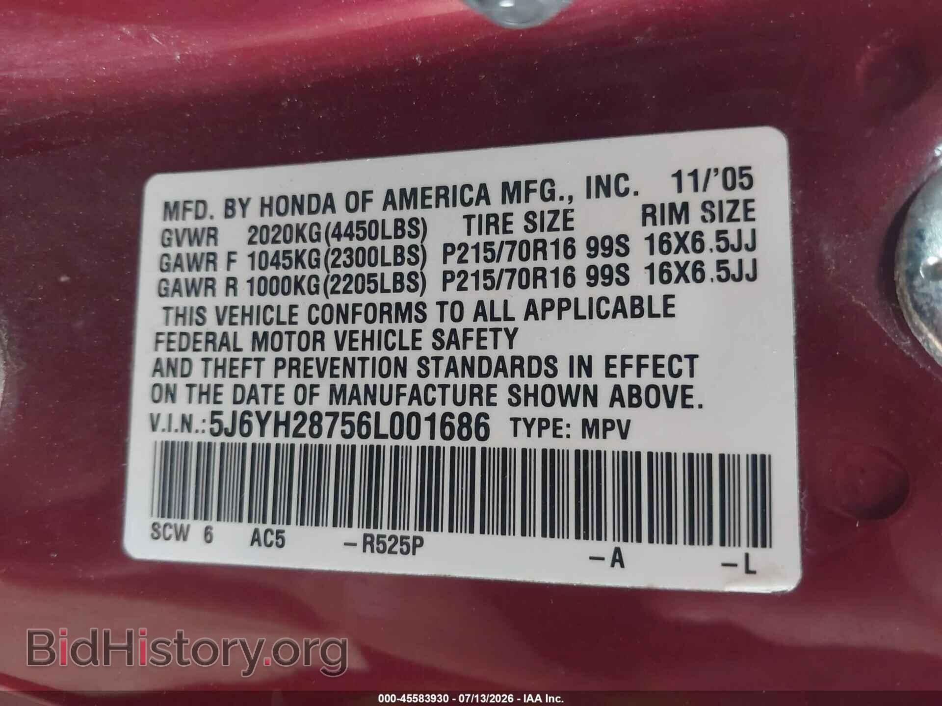 2006 HONDA ELEMENT - VIN: 5J6YH28756L001686 - Фото 9