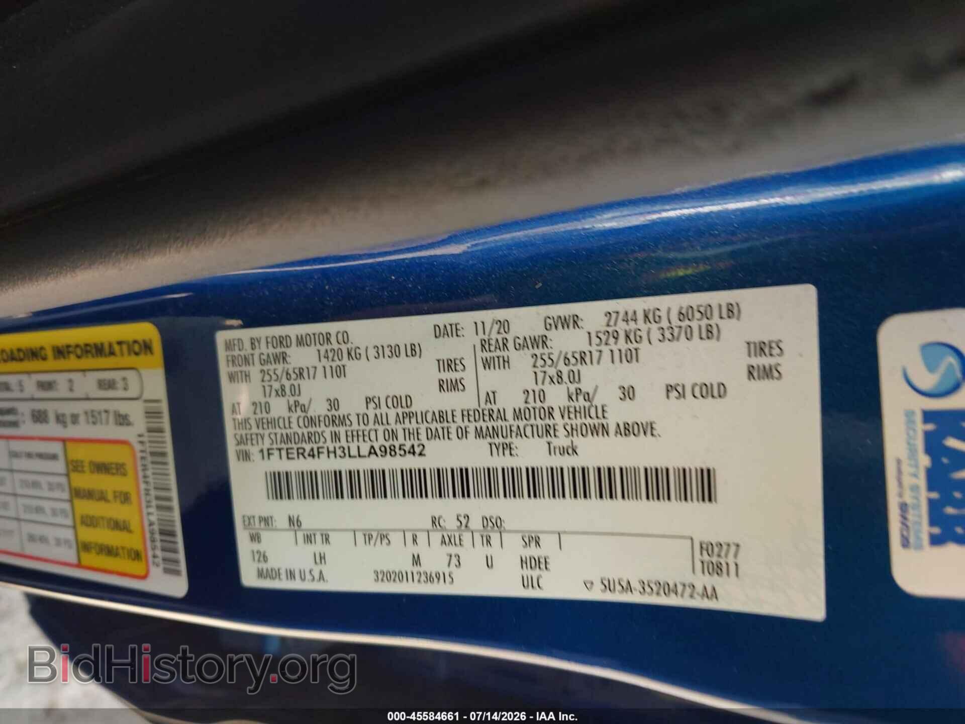2020 FORD RANGER - VIN: 1FTER4FH3LLA98542 - Photo 9