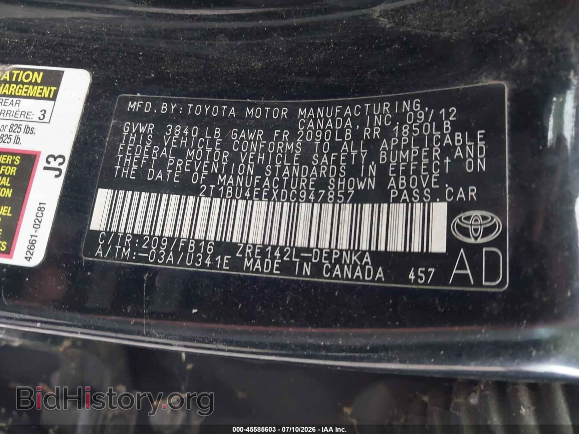 2013 TOYOTA COROLLA - VIN: 2T1BU4EEXDC947857 - Фото 9