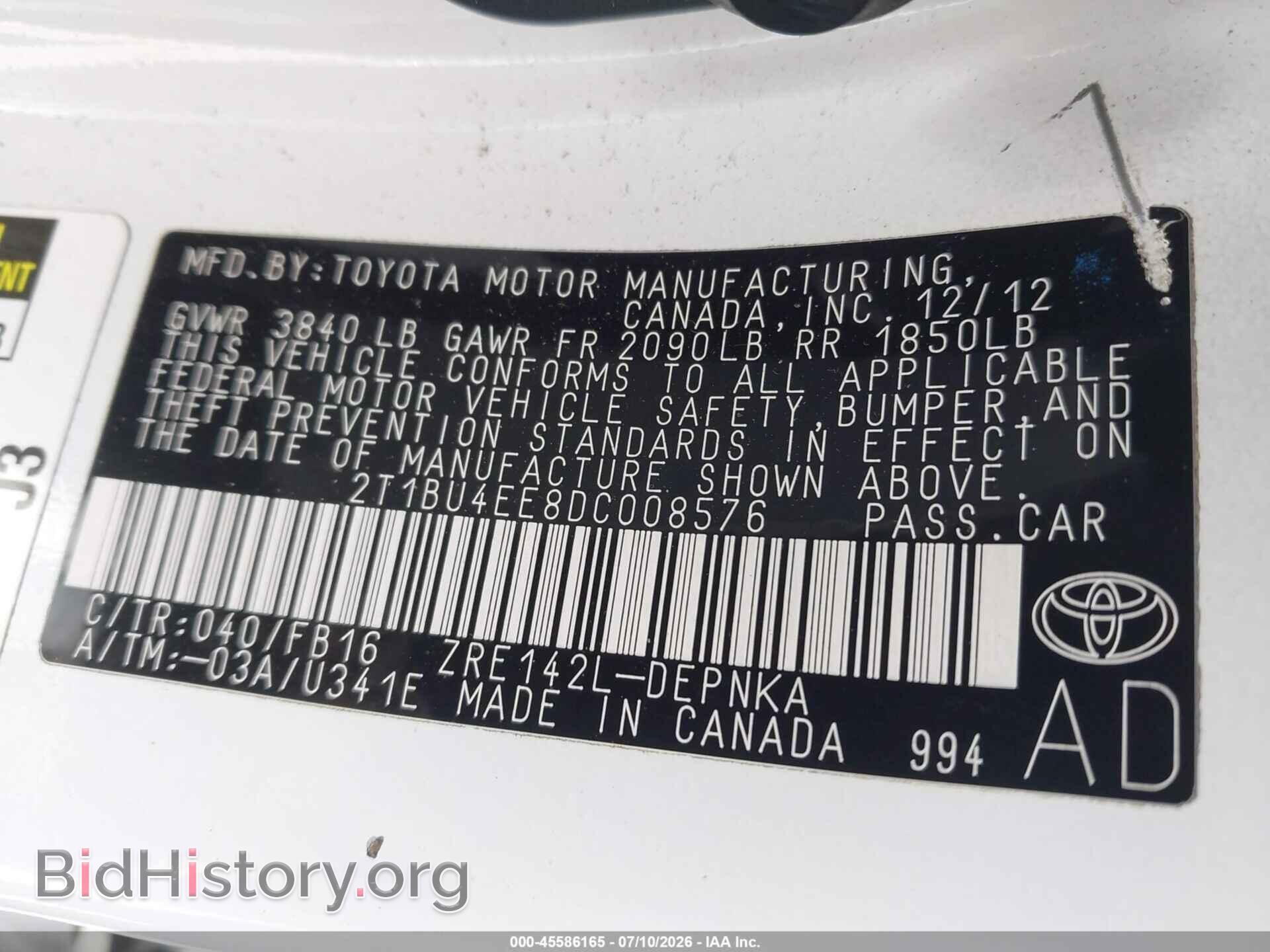 2013 TOYOTA COROLLA - VIN: 2T1BU4EE8DC008576 - Фото 9