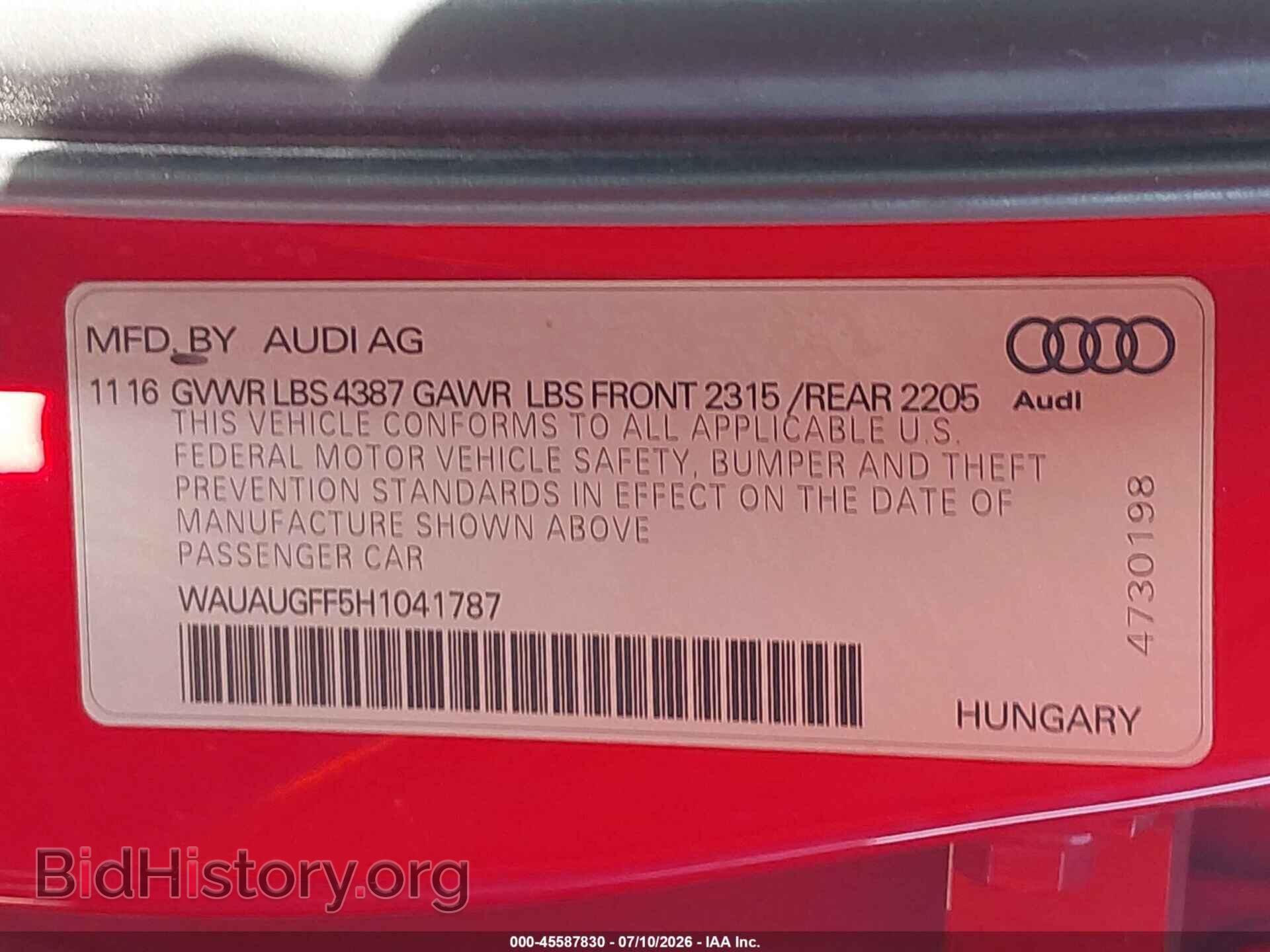 2017 AUDI A3 - VIN: WAUAUGFF5H1041787 - Photo 9