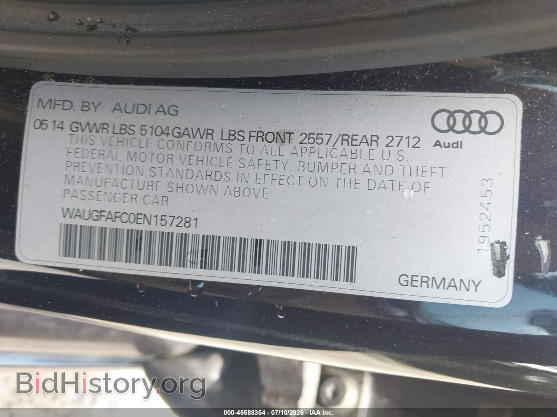 2014 AUDI A6 - VIN: WAUGFAFC0EN157281 - Фото 9