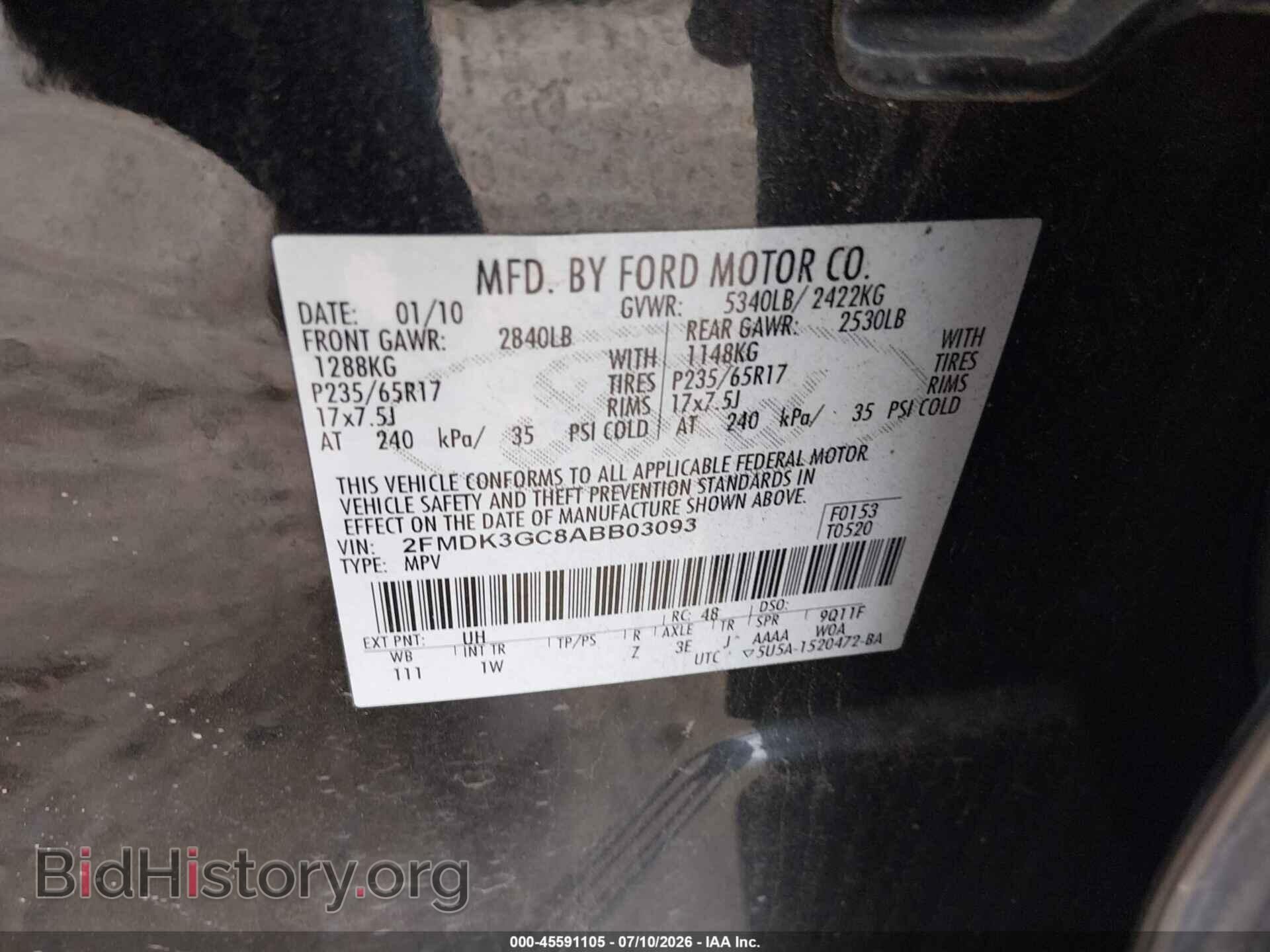 2010 FORD EDGE - VIN: 2FMDK3GC8ABB03093 - Photo 9