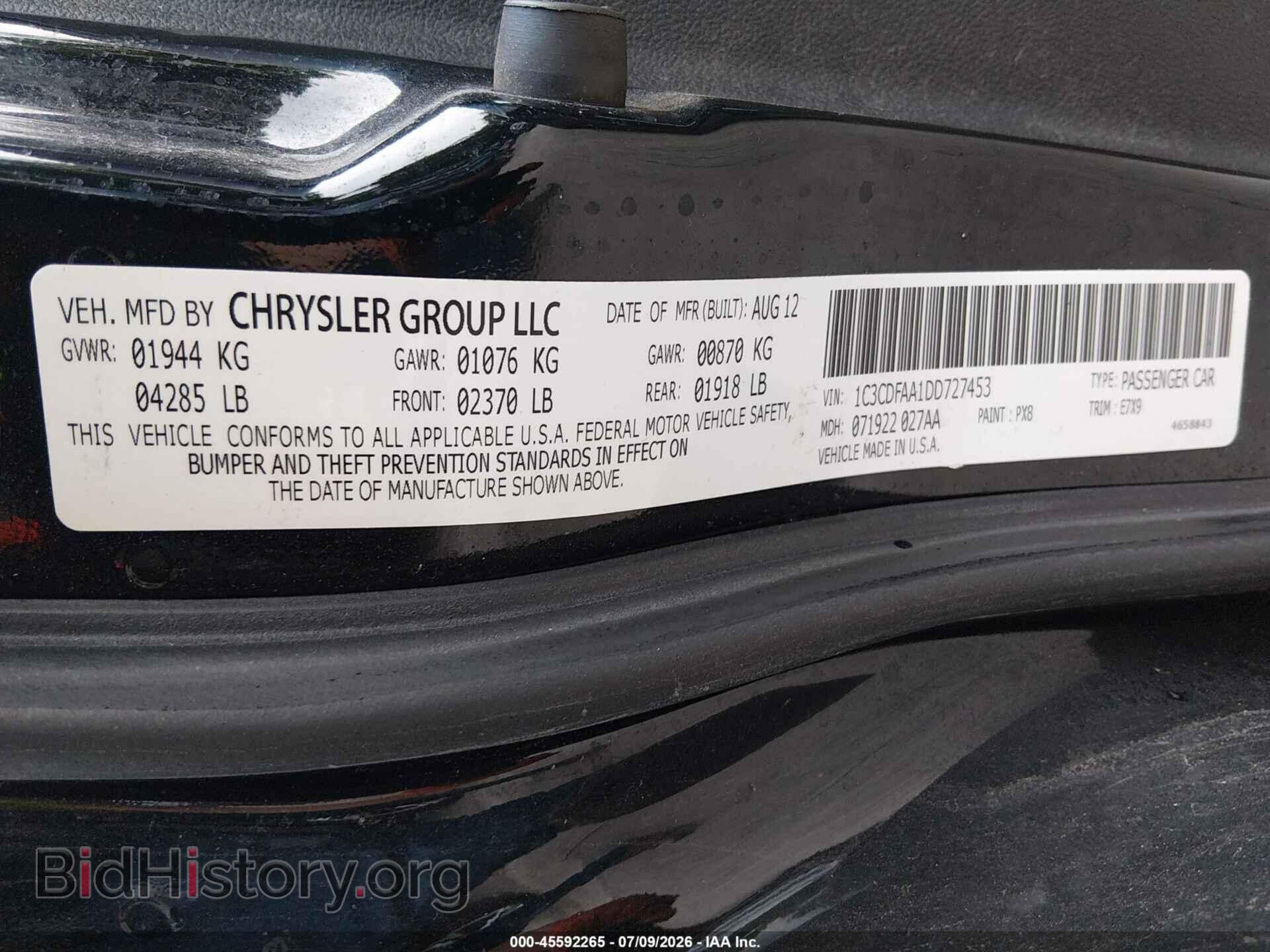 2013 DODGE DART - VIN: 1C3CDFAA1DD727453 - Photo 9