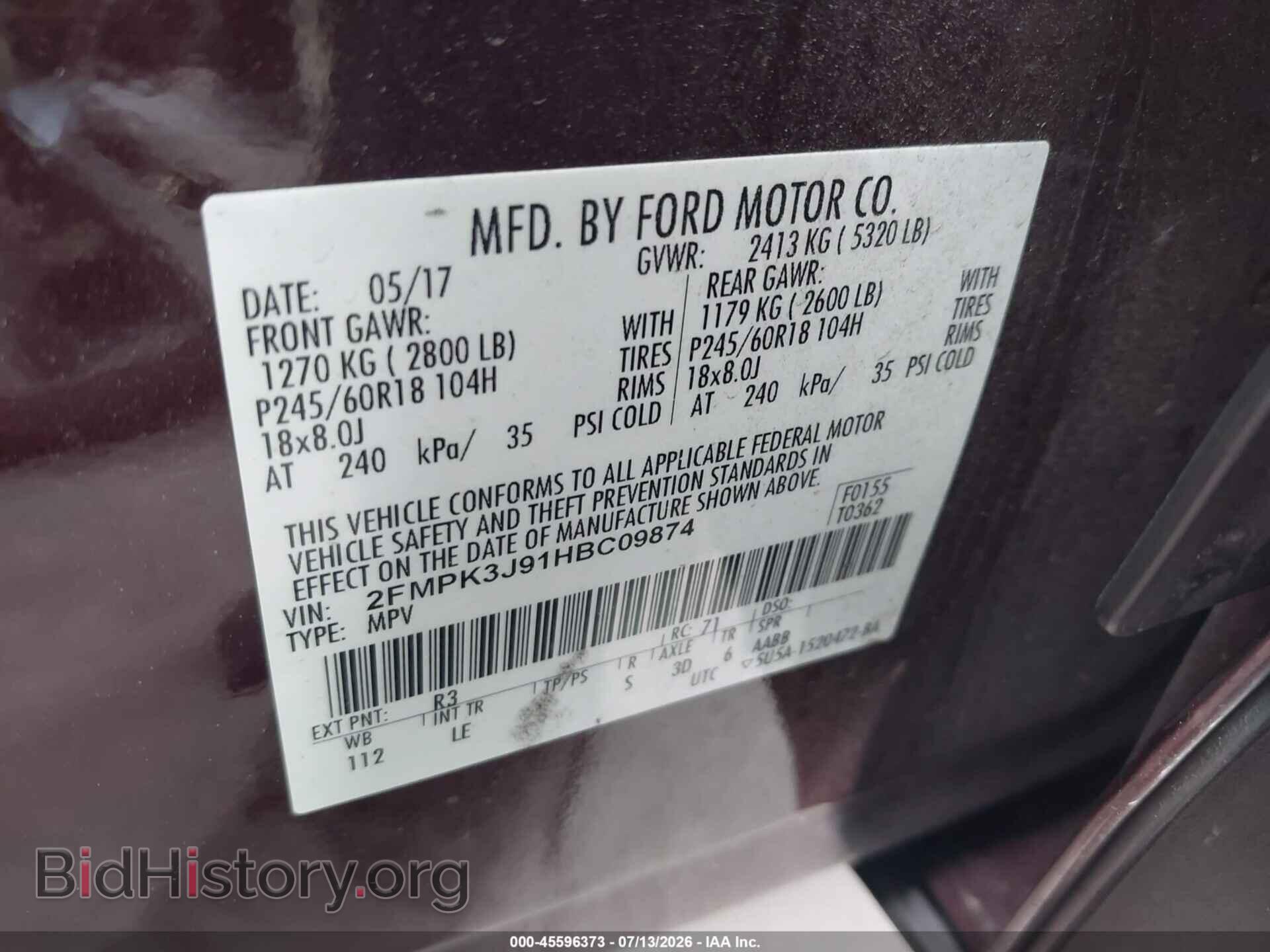 2017 FORD EDGE - VIN: 2FMPK3J91HBC09874 - Photo 9