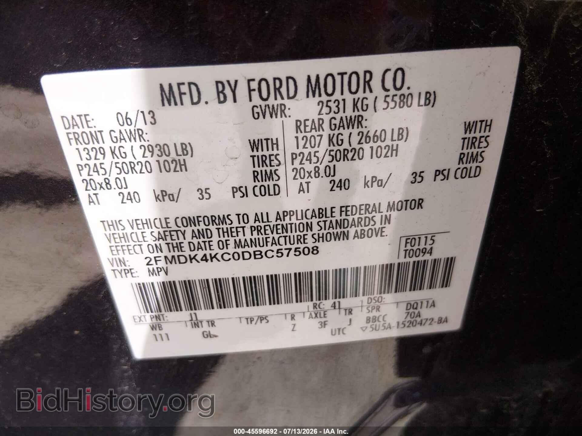 2013 FORD EDGE - VIN: 2FMDK4KC0DBC57508 - Фото 9
