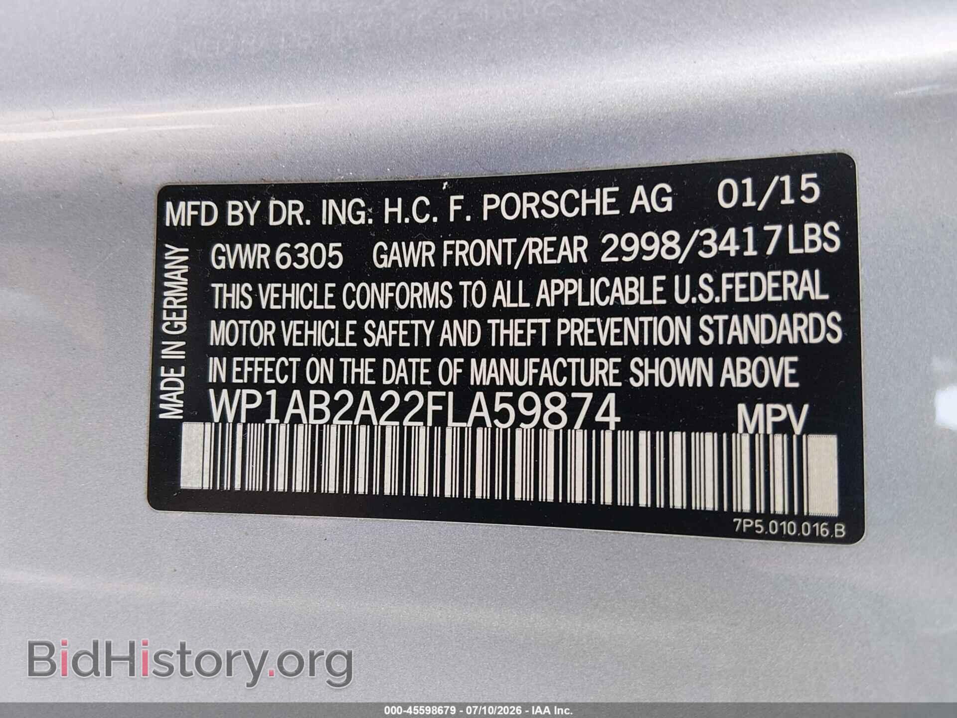 2015 PORSCHE CAYENNE - VIN: WP1AB2A22FLA59874 - Photo 9