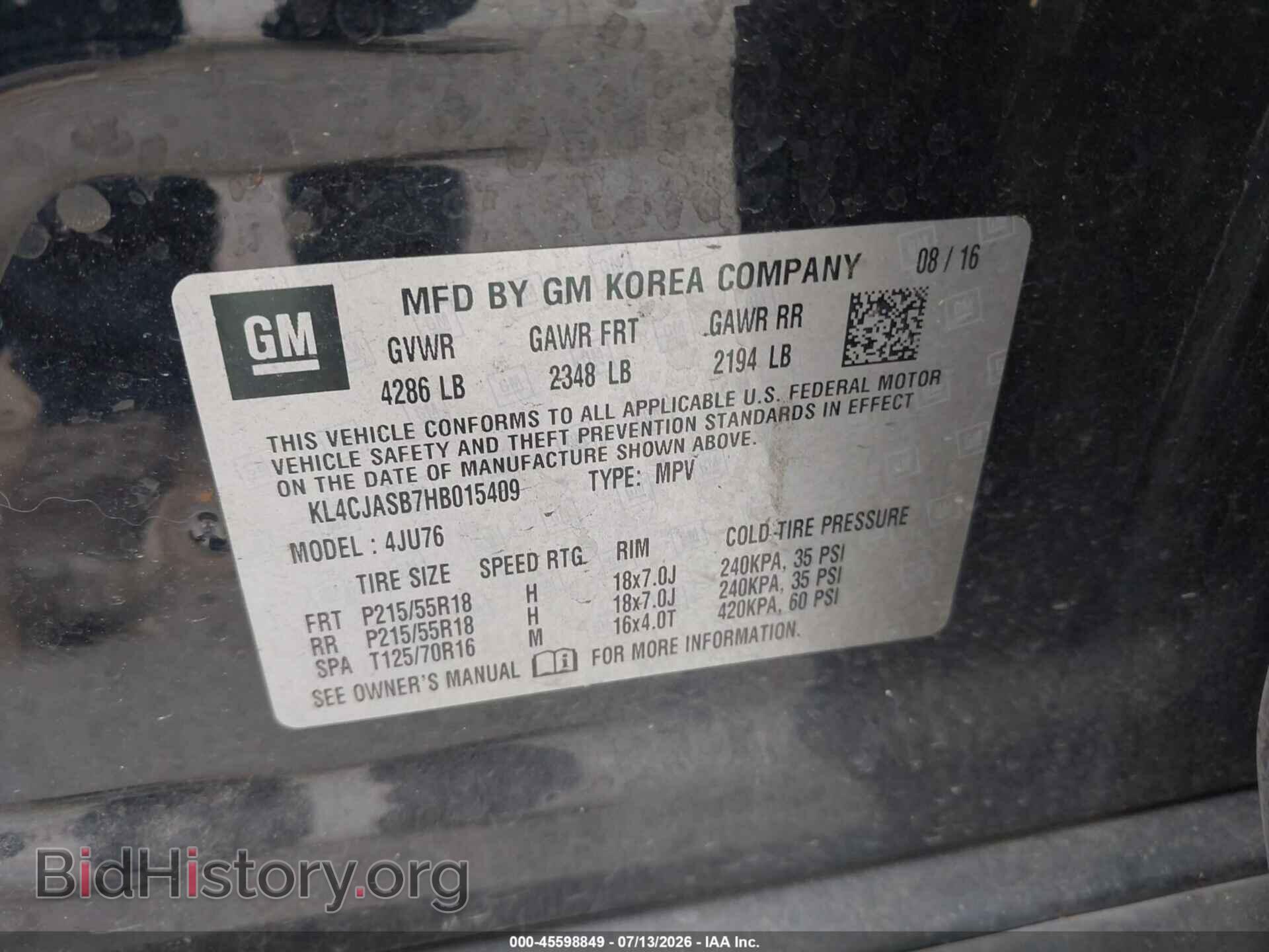 2017 BUICK ENCORE - VIN: KL4CJASB7HB015409 - Photo 9