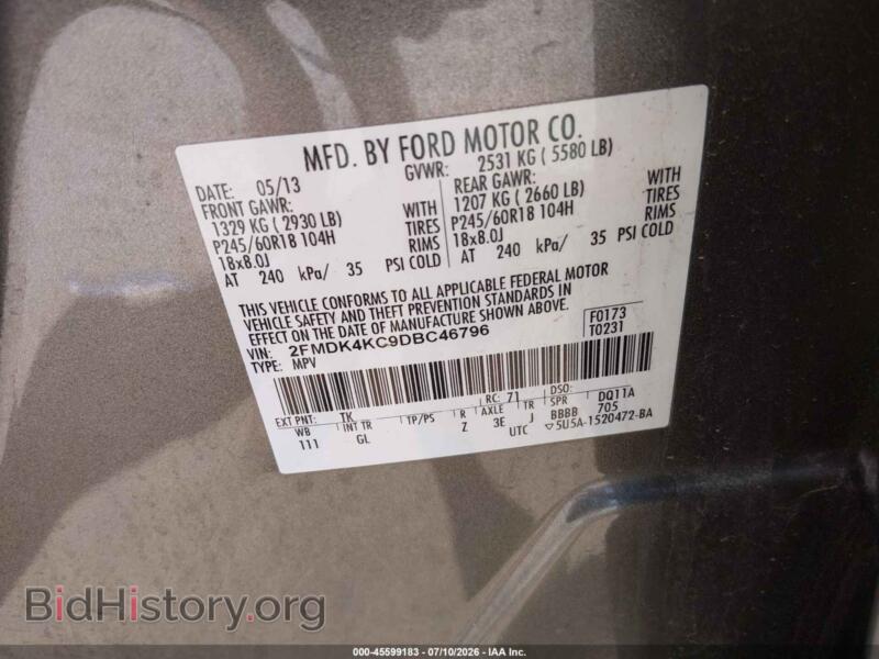 2013 Ford EDGE (VIN 2FMDK4KC9DBC46796) — photo 9 of 11