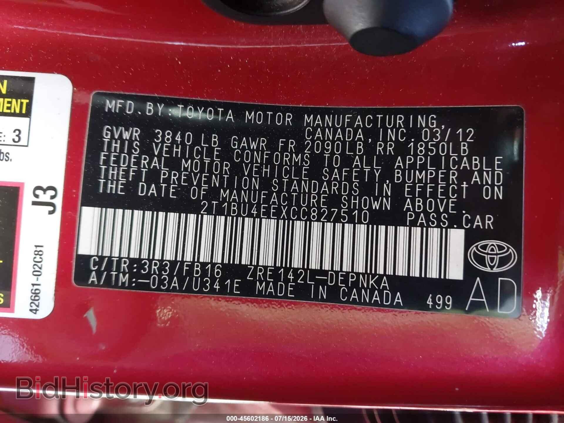 2012 TOYOTA COROLLA - VIN: 2T1BU4EEXCC827510 - Photo 9