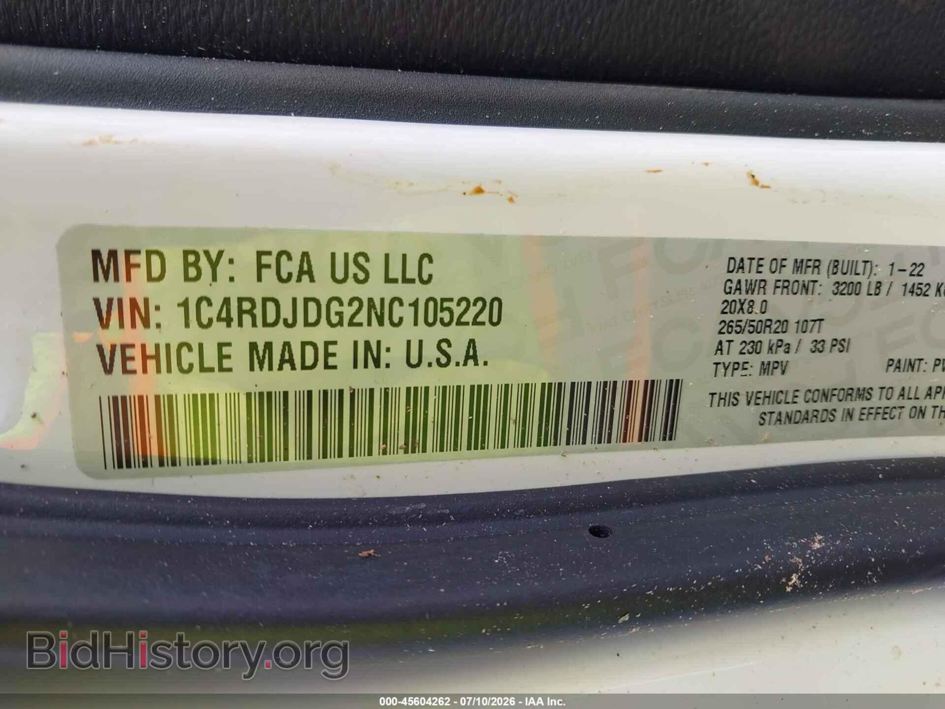 2022 DODGE DURANGO - VIN: 1C4RDJDG2NC105220 - Photo 9