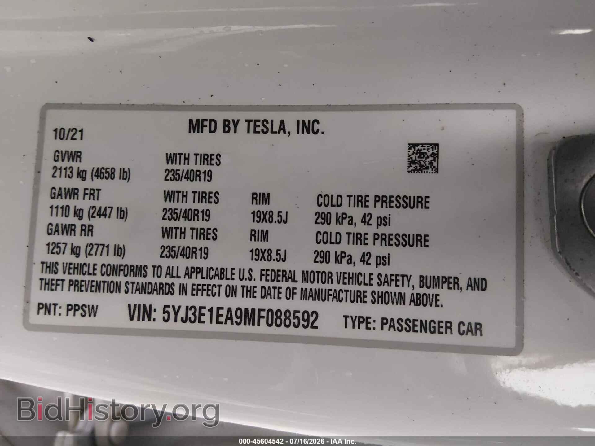 2021 TESLA MODEL 3 - VIN: 5YJ3E1EA9MF088592 - Photo 9