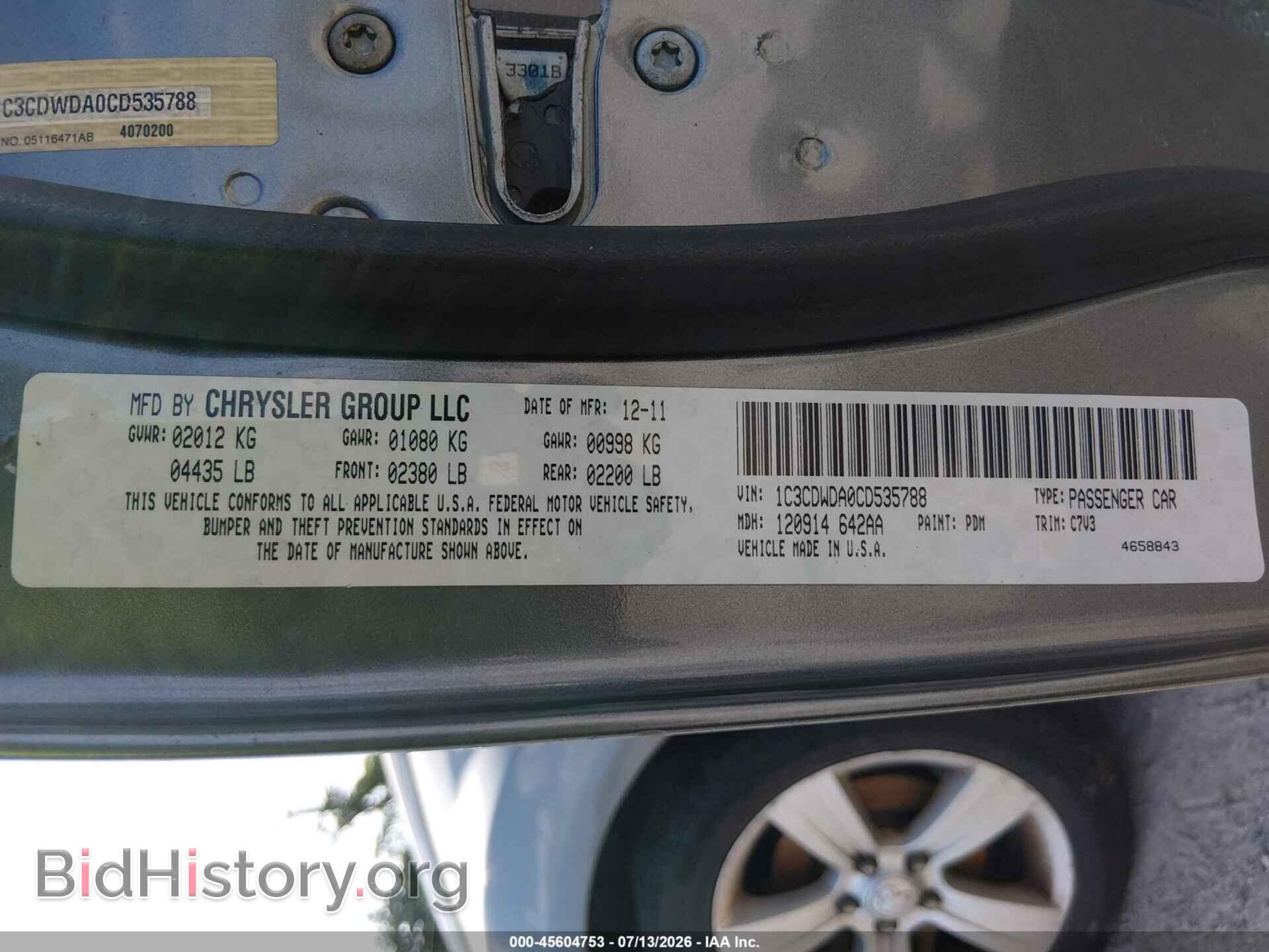 2012 DODGE CALIBER - VIN: 1C3CDWDA0CD535788 - Фото 9