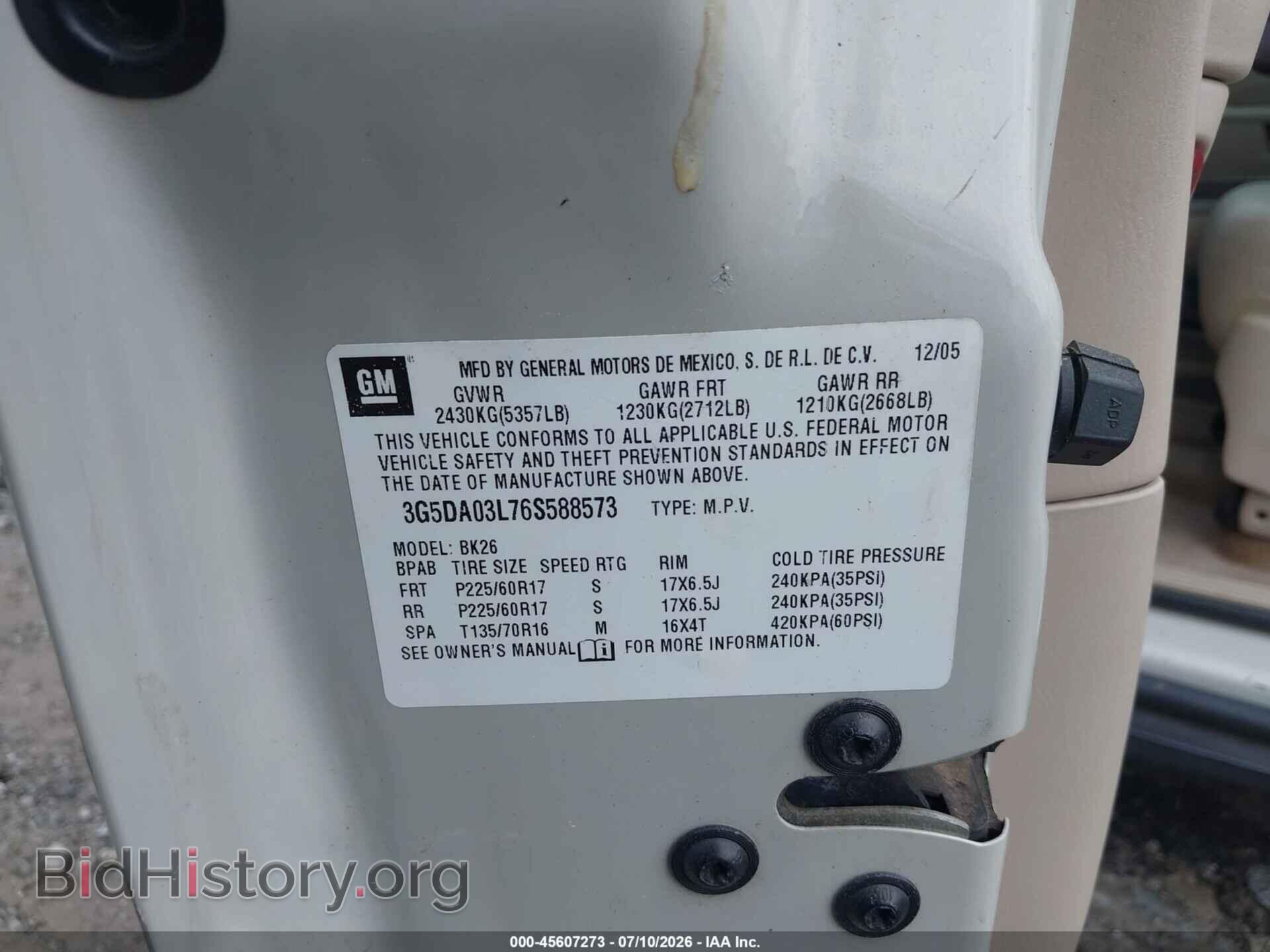 2006 BUICK RENDEZVOUS - VIN: 3G5DA03L76S588573 - Photo 9