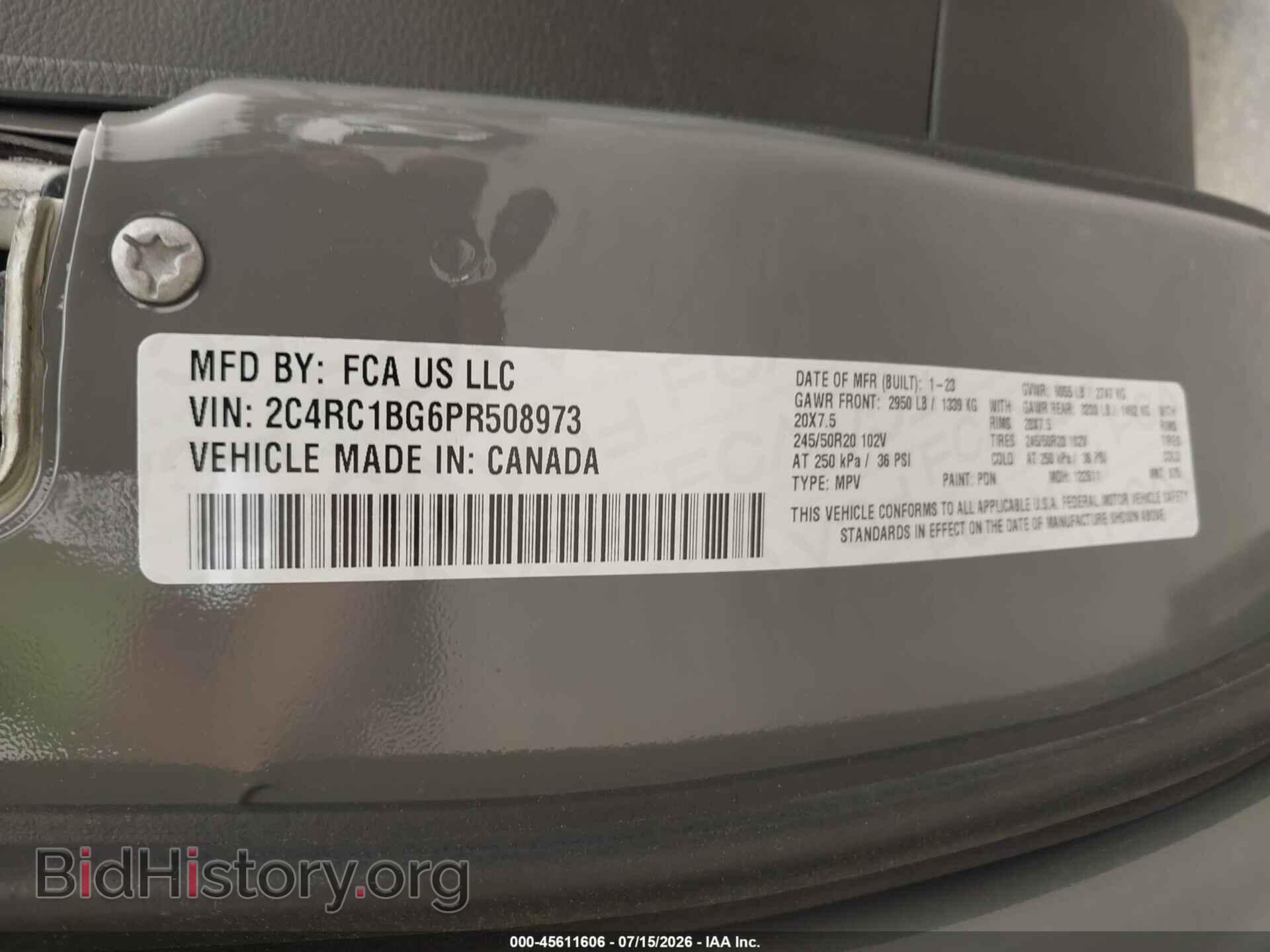 2023 CHRYSLER PACIFICA - VIN: 2C4RC1BG6PR508973 - Photo 9