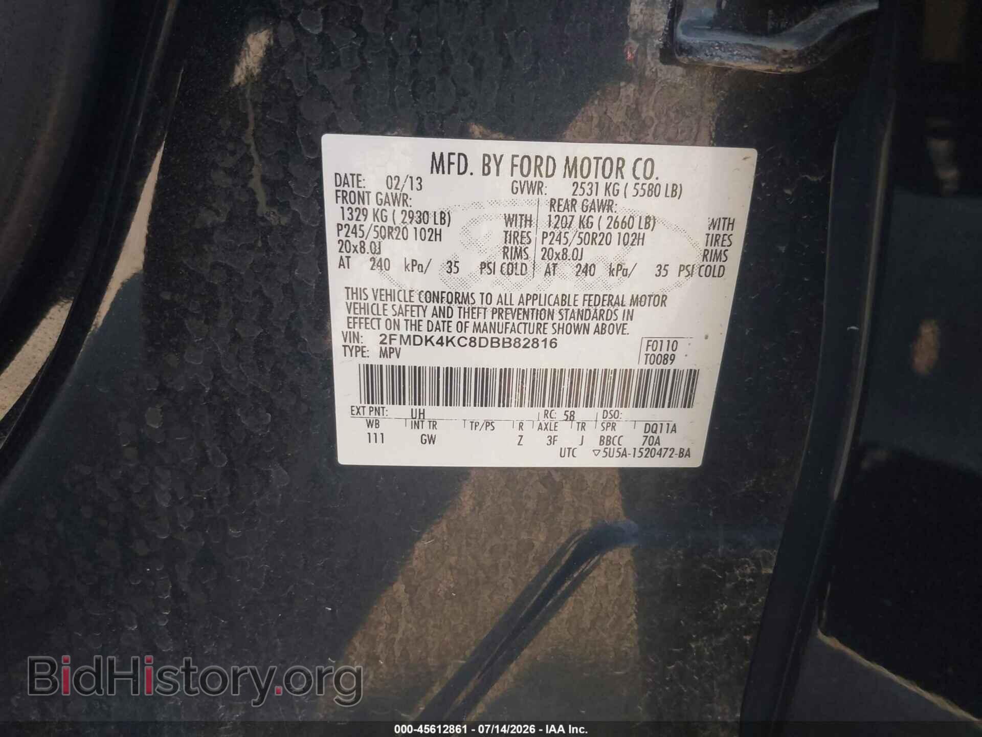 2013 FORD EDGE - VIN: 2FMDK4KC8DBB82816 - Фото 9