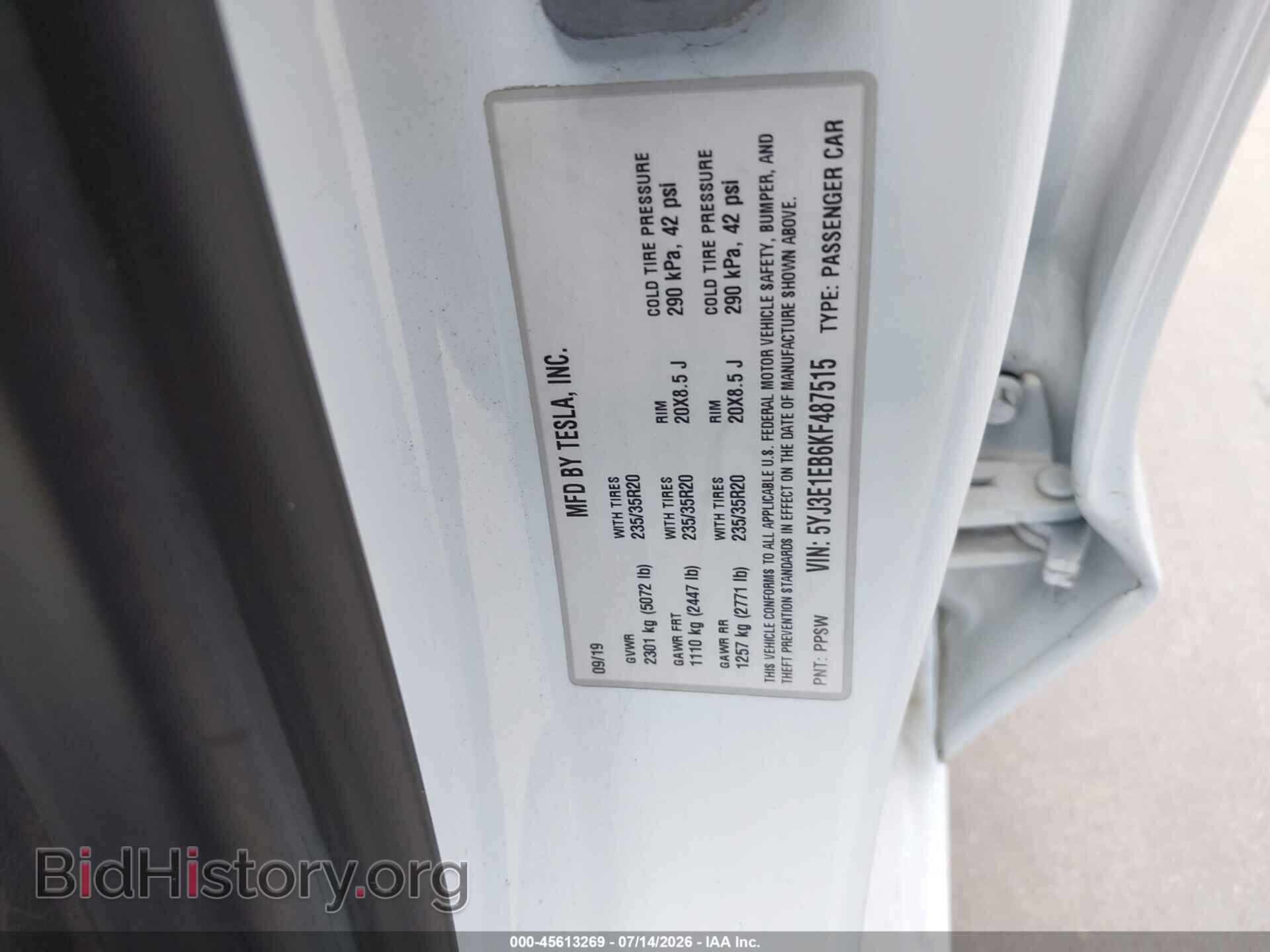 2019 TESLA MODEL 3 - VIN: 5YJ3E1EB6KF487515 - Photo 9