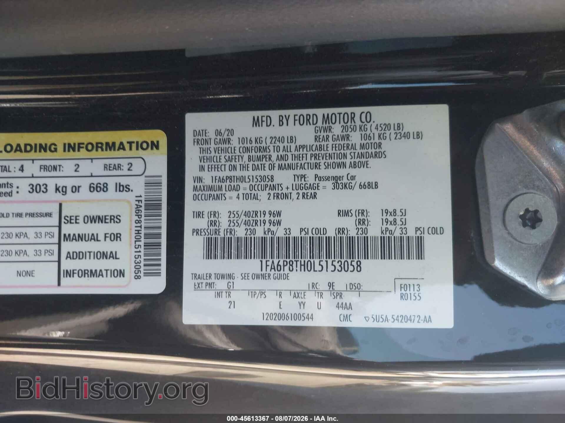 2020 FORD MUSTANG - VIN: 1FA6P8TH0L5153058 - Фото 9