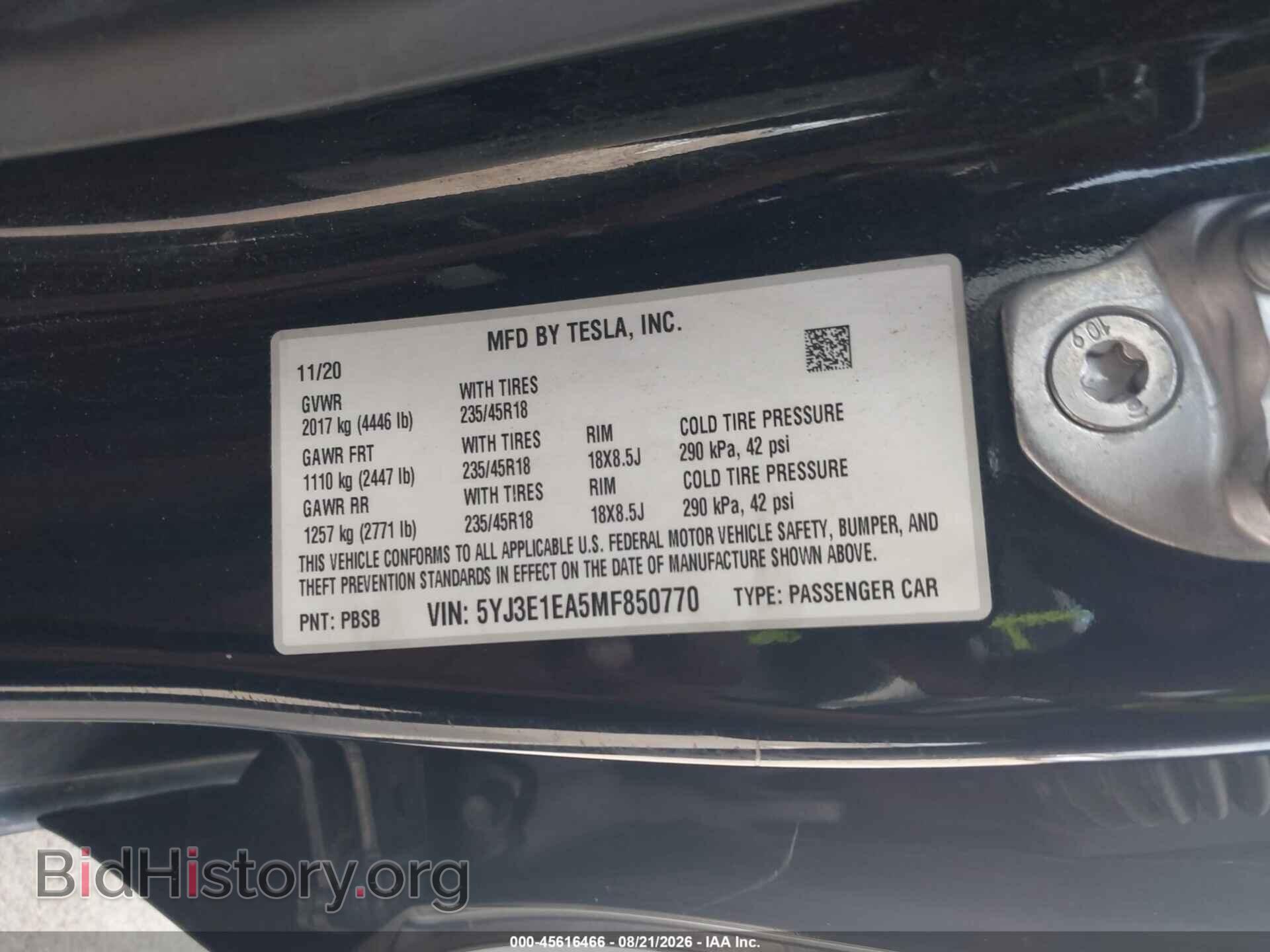 2021 TESLA MODEL 3 - VIN: 5YJ3E1EA5MF850770 - Photo 8