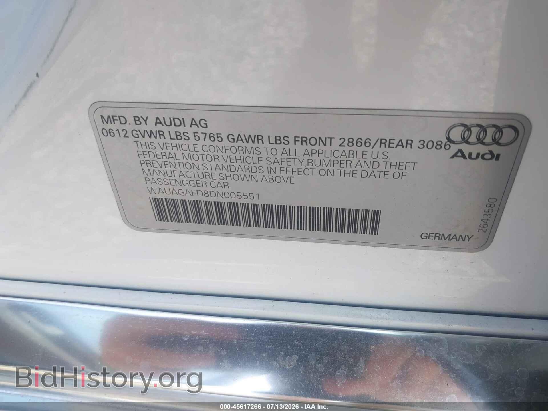 2013 AUDI A8 - VIN: WAUAGAFD8DN005551 - Photo 9