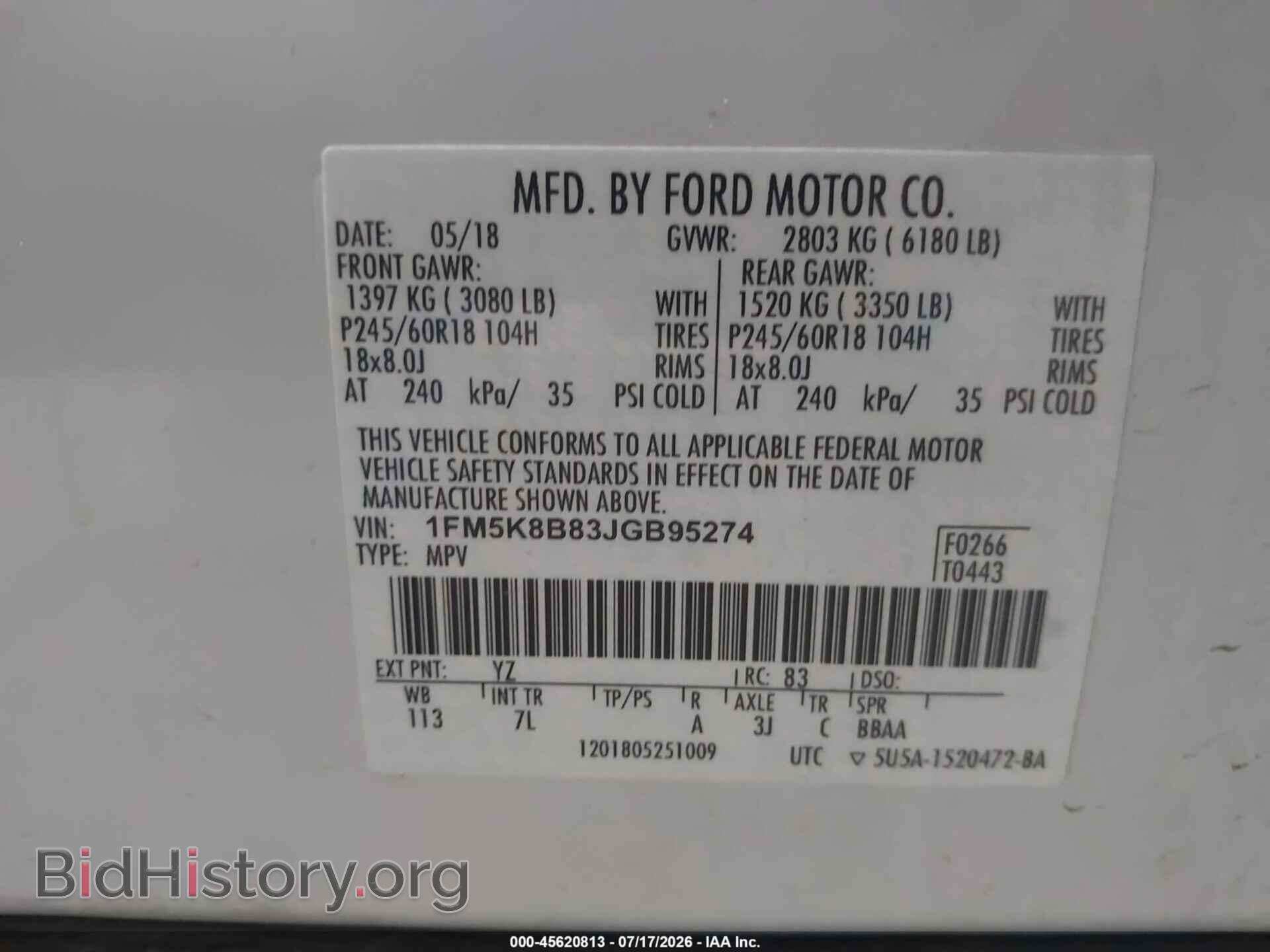 2018 FORD EXPLORER - VIN: 1FM5K8B83JGB95274 - Photo 9