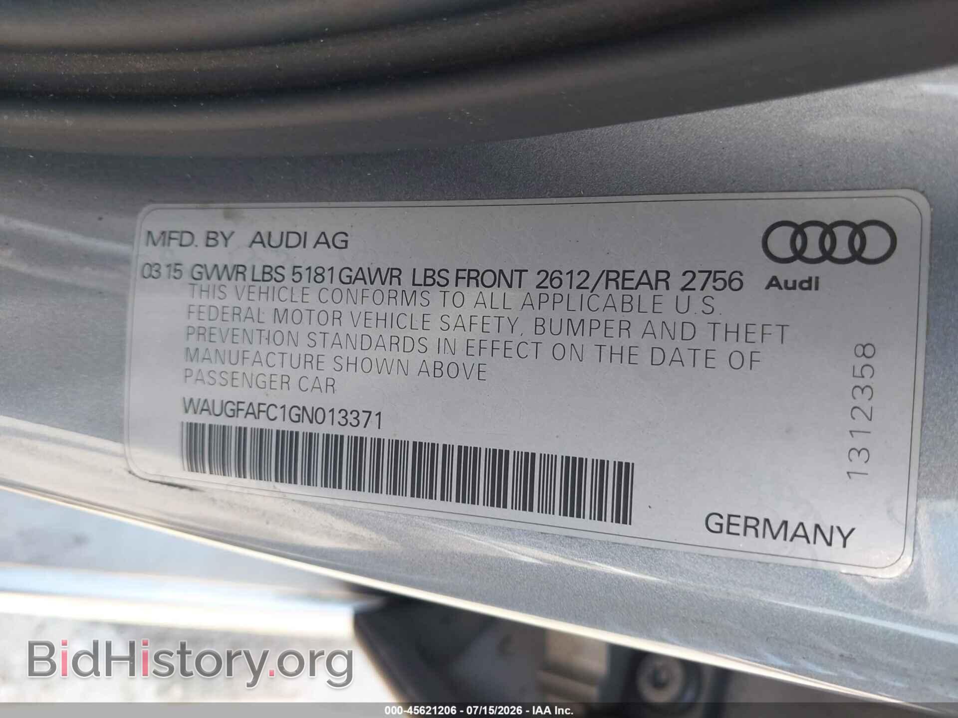 2016 AUDI A6 - VIN: WAUGFAFC1GN013371 - Photo 9