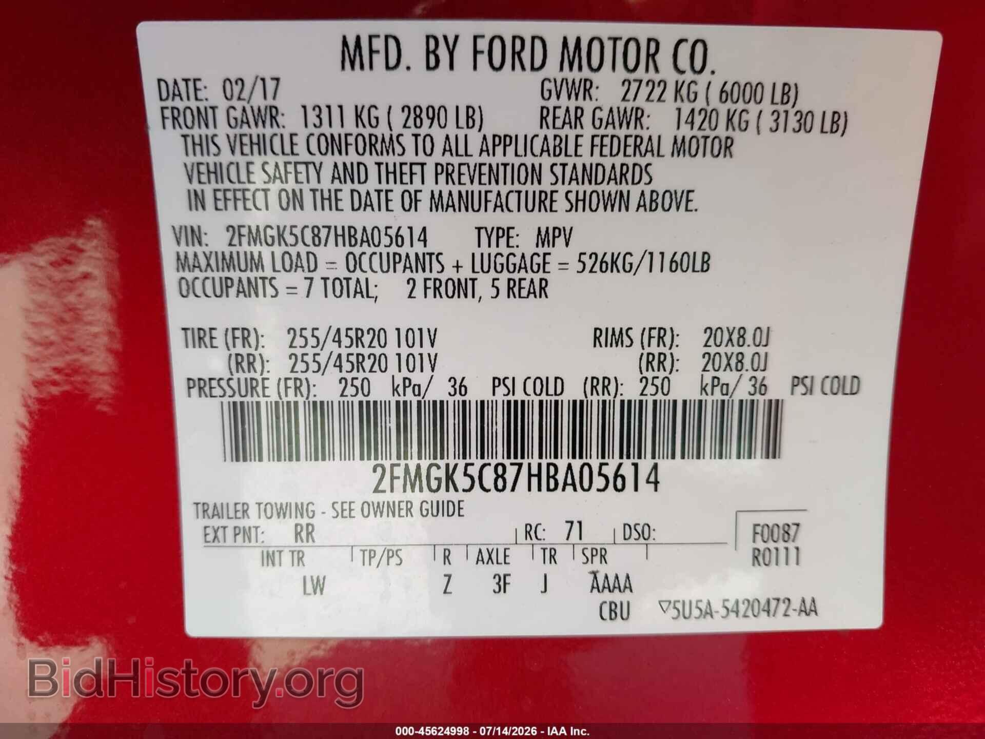 2017 FORD FLEX - VIN: 2FMGK5C87HBA05614 - Photo 9
